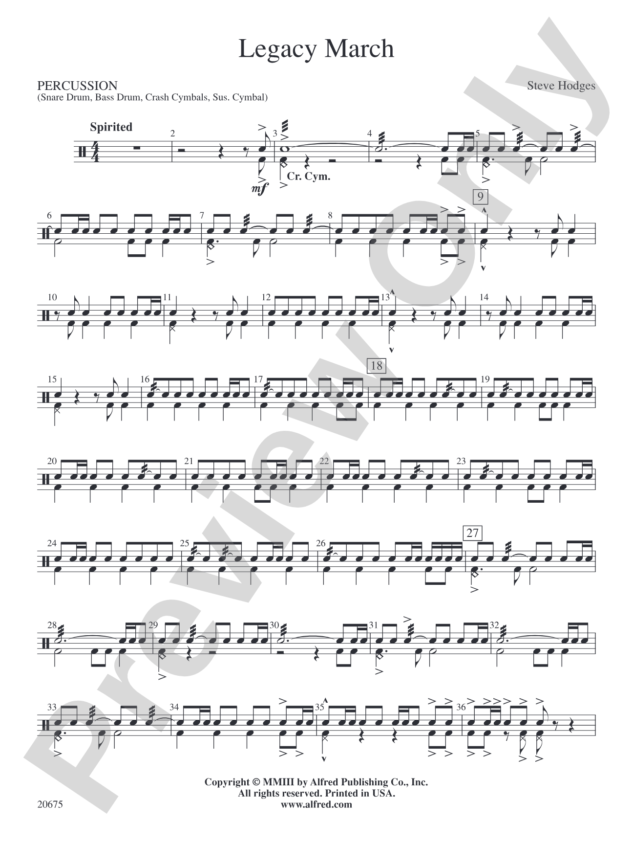 Legacy March: 1st Percussion