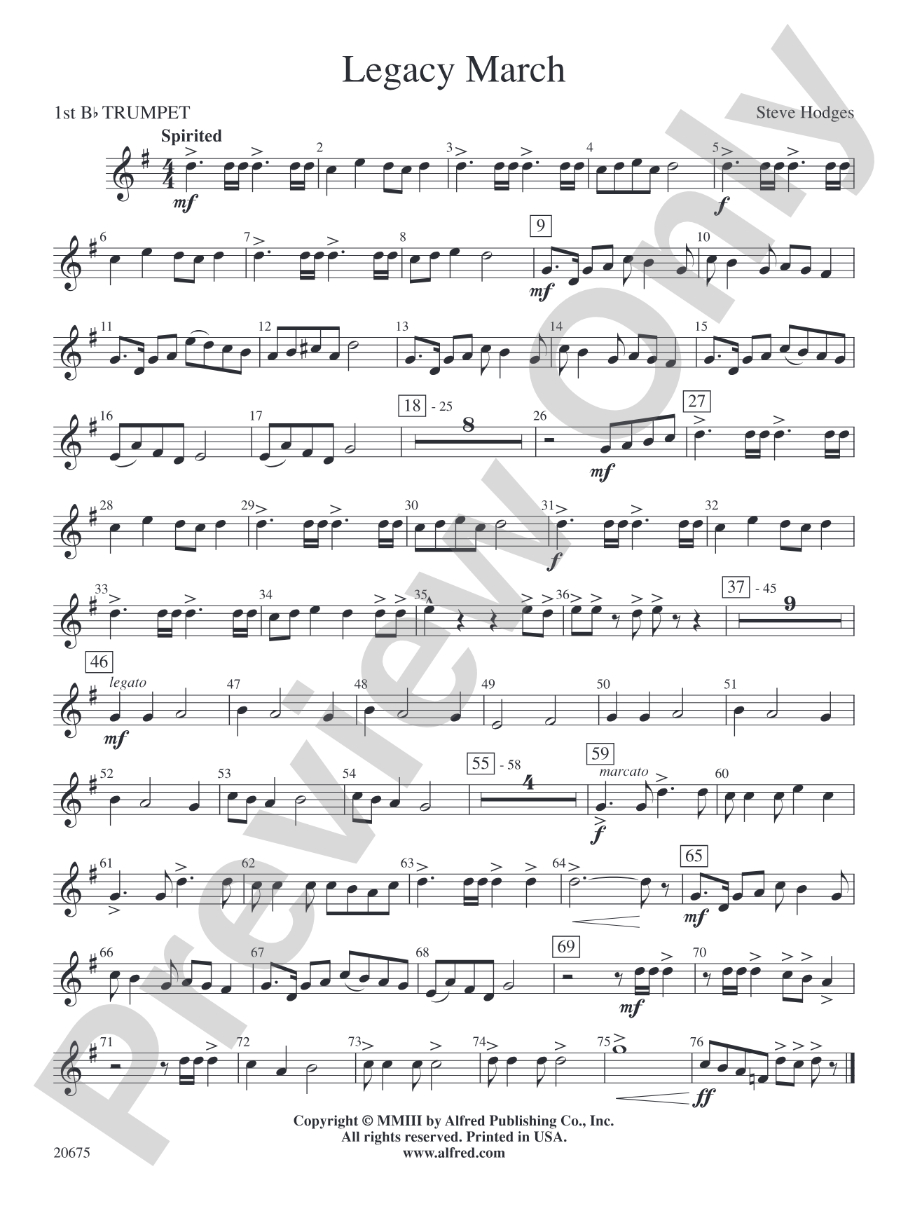 Legacy March: 1st B-flat Trumpet