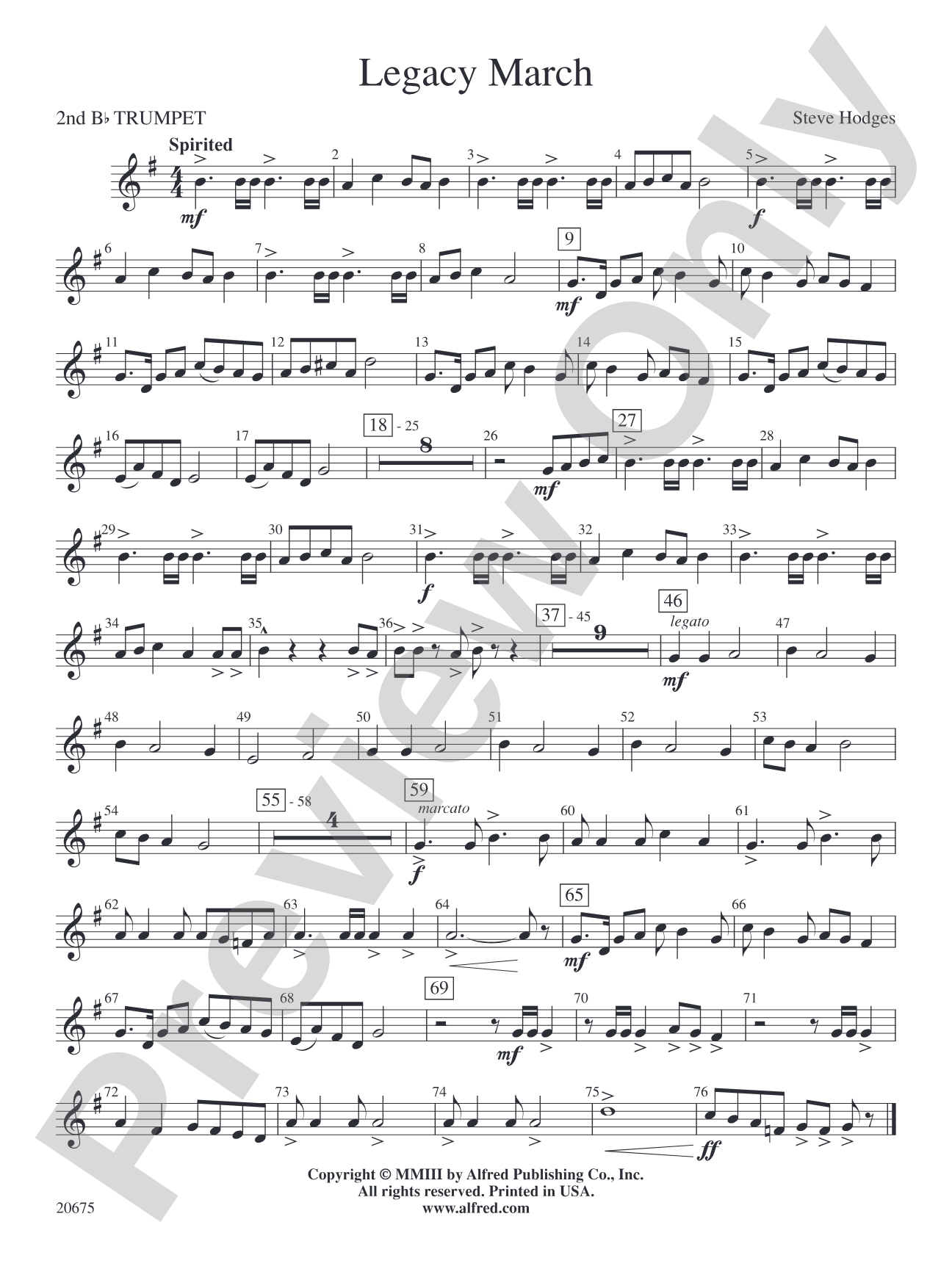 Legacy March: 2nd B-flat Trumpet