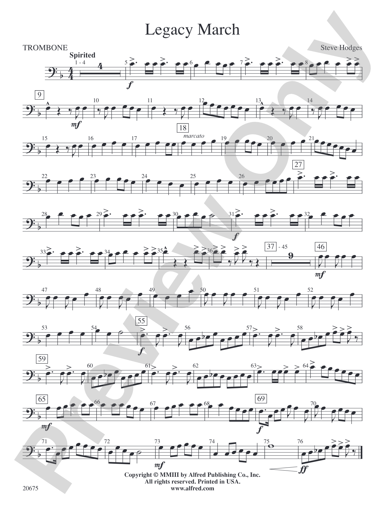 Legacy March: 1st Trombone