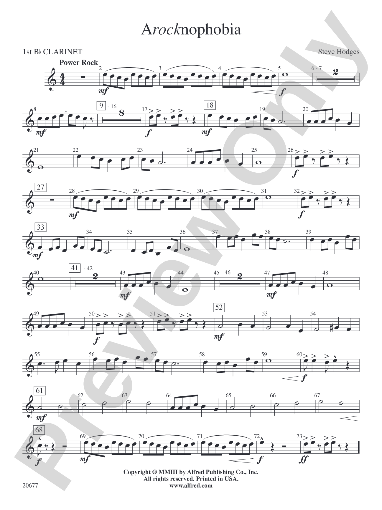 Arocknophobia: 1st B-flat Clarinet