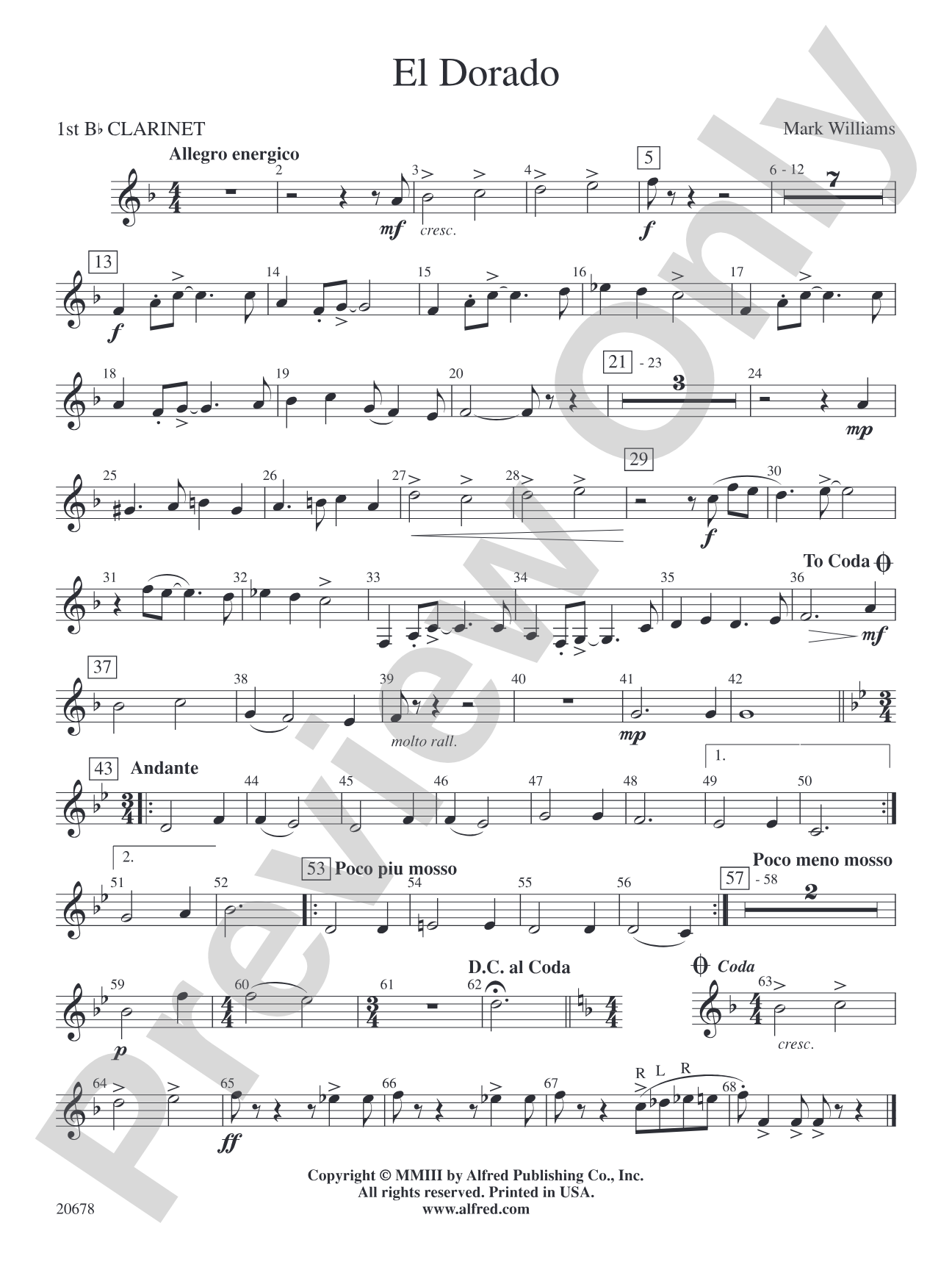 El Dorado: 1st B-flat Clarinet