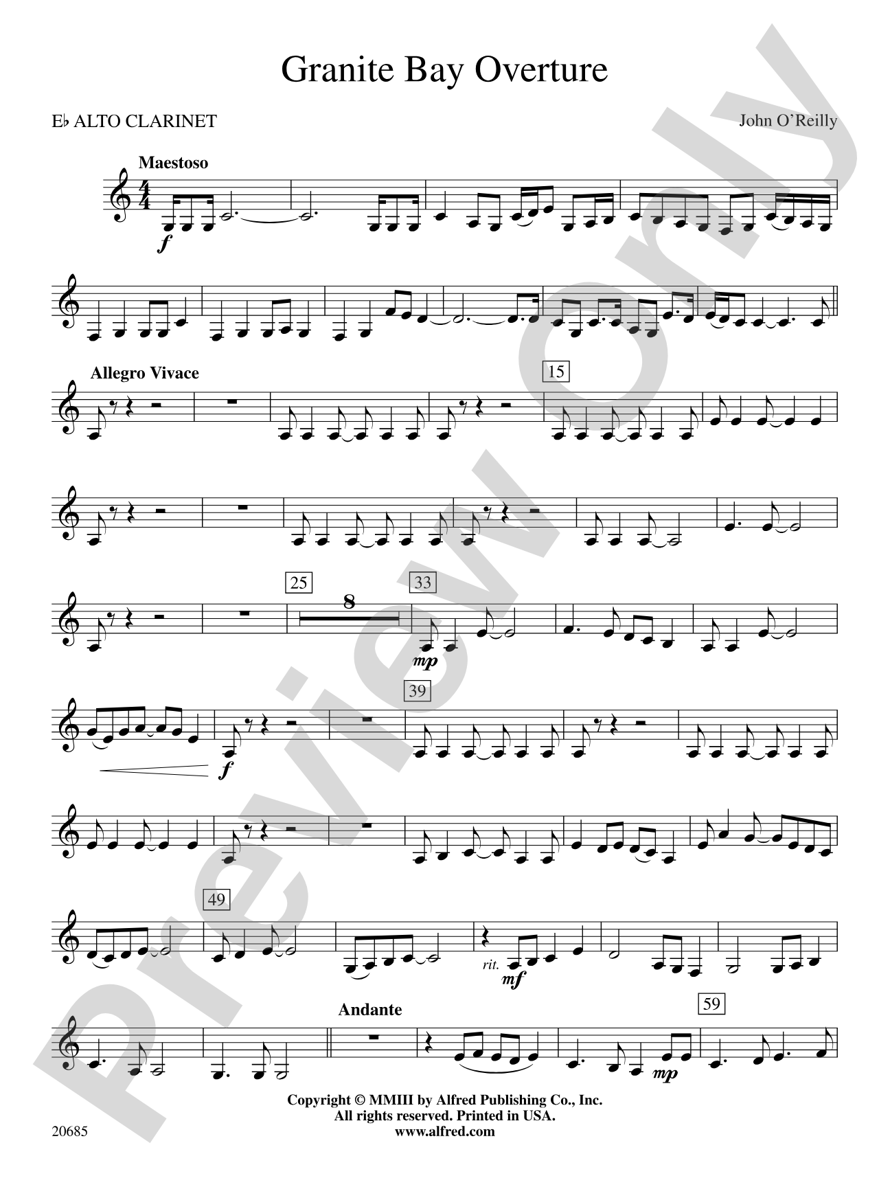 Granite Bay Overture: E-flat Alto Clarinet