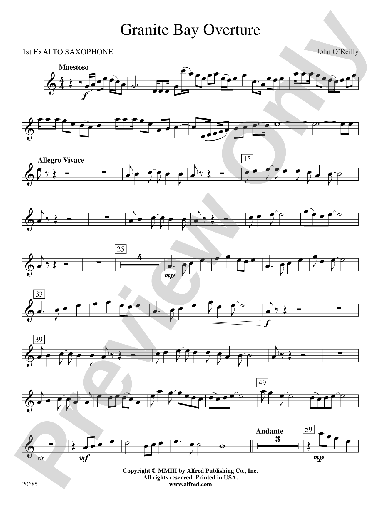 Granite Bay Overture: E-flat Alto Saxophone