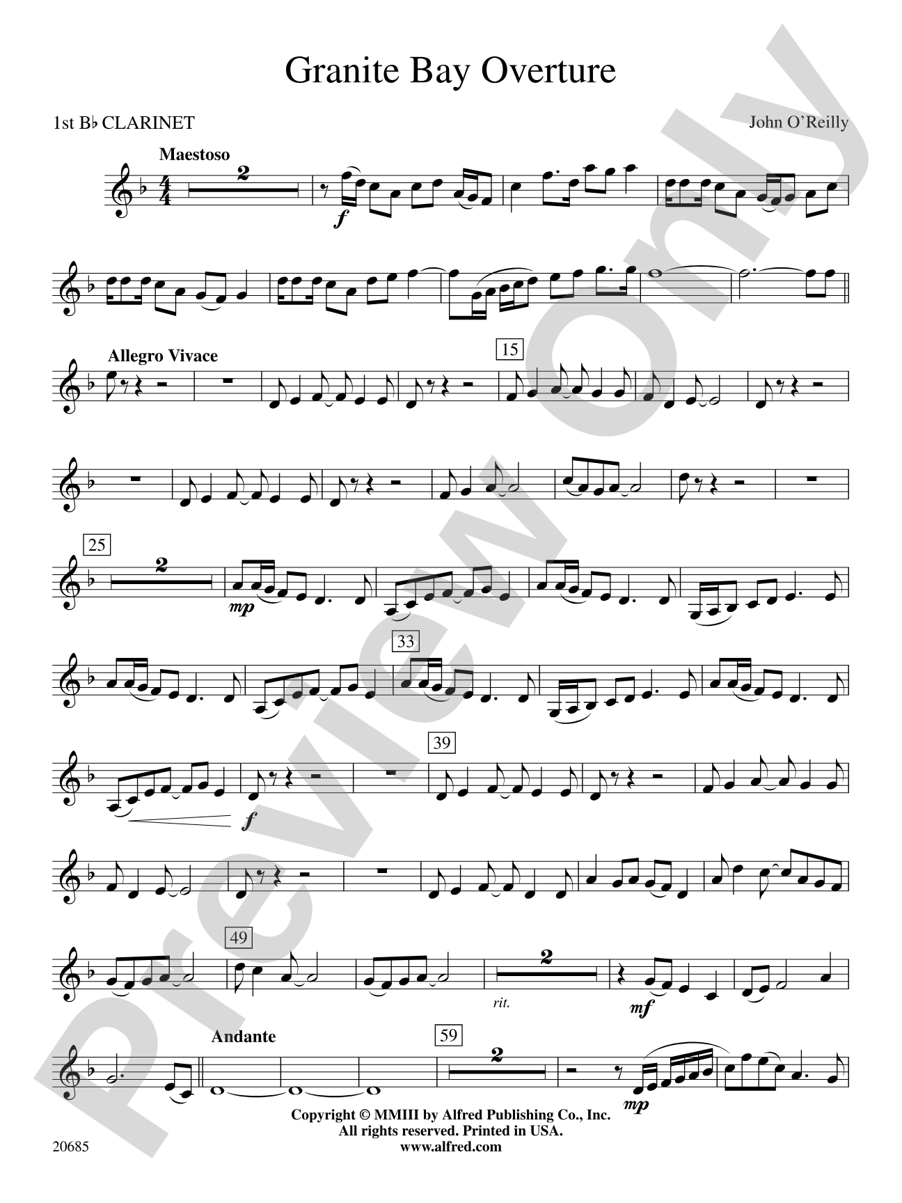 Granite Bay Overture: 1st B-flat Clarinet