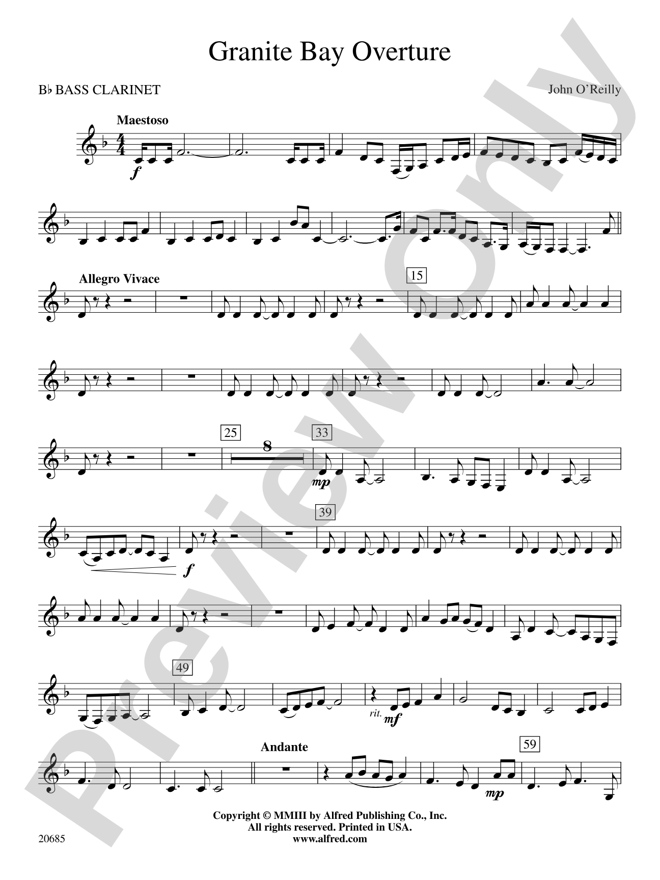 Granite Bay Overture: B-flat Bass Clarinet