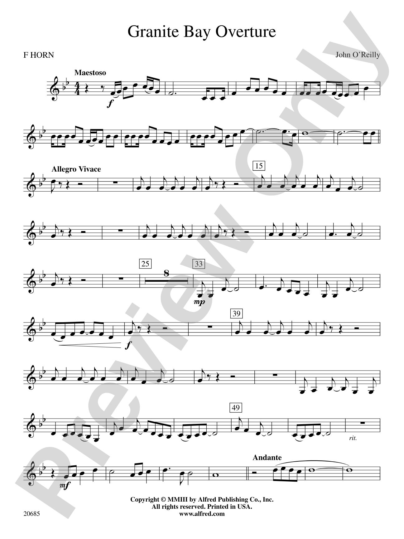 Granite Bay Overture: 1st F Horn