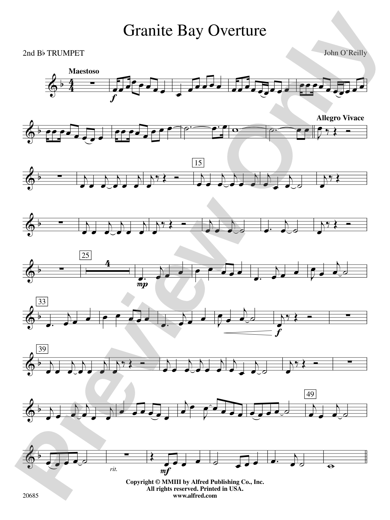 Granite Bay Overture: 2nd B-flat Trumpet