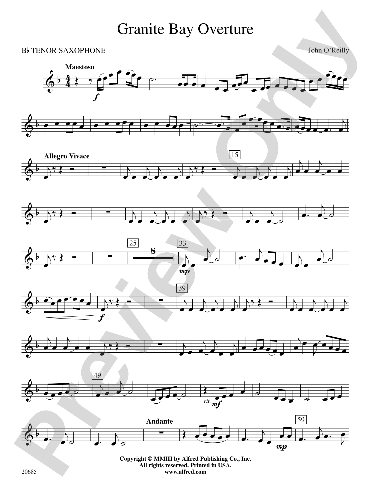 Granite Bay Overture: B-flat Tenor Saxophone