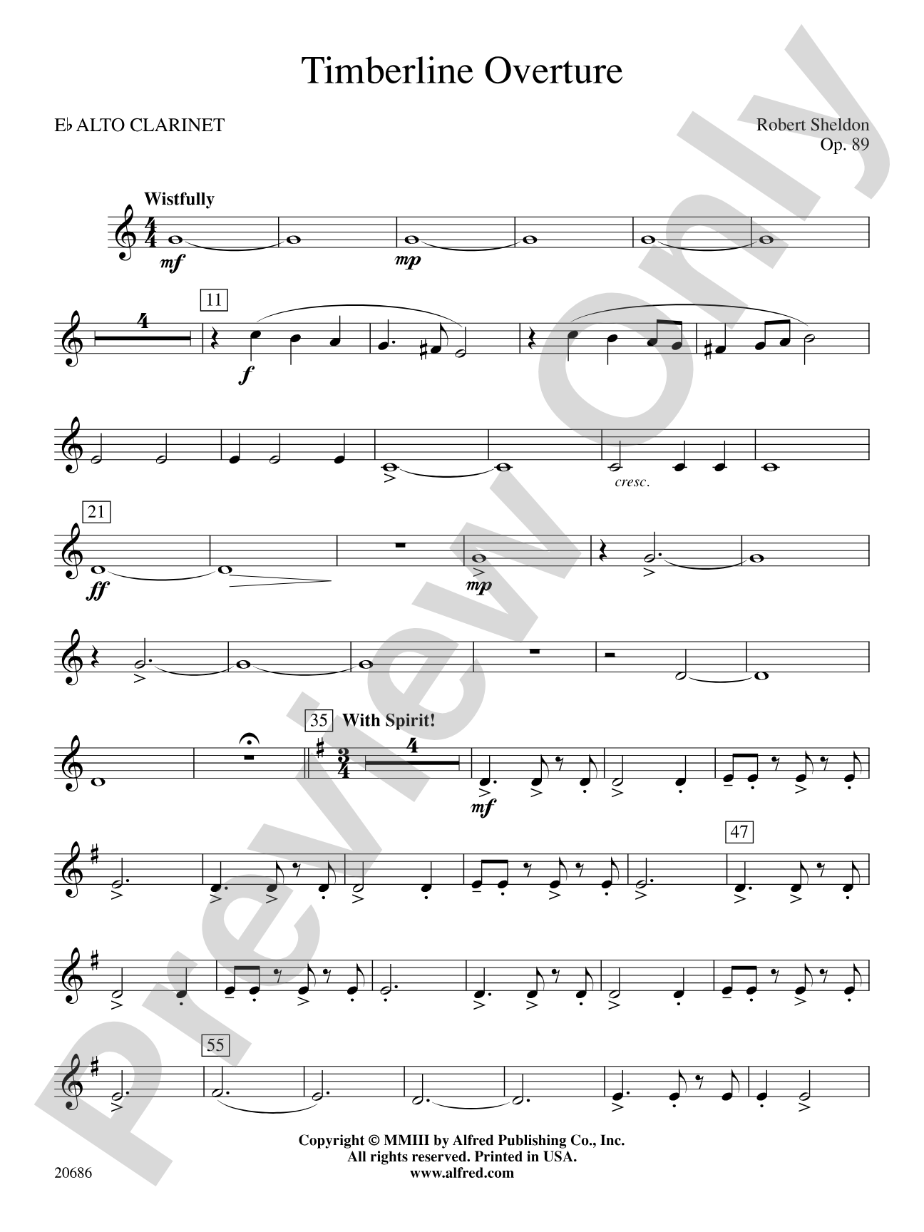 Timberline Overture: E-flat Alto Clarinet