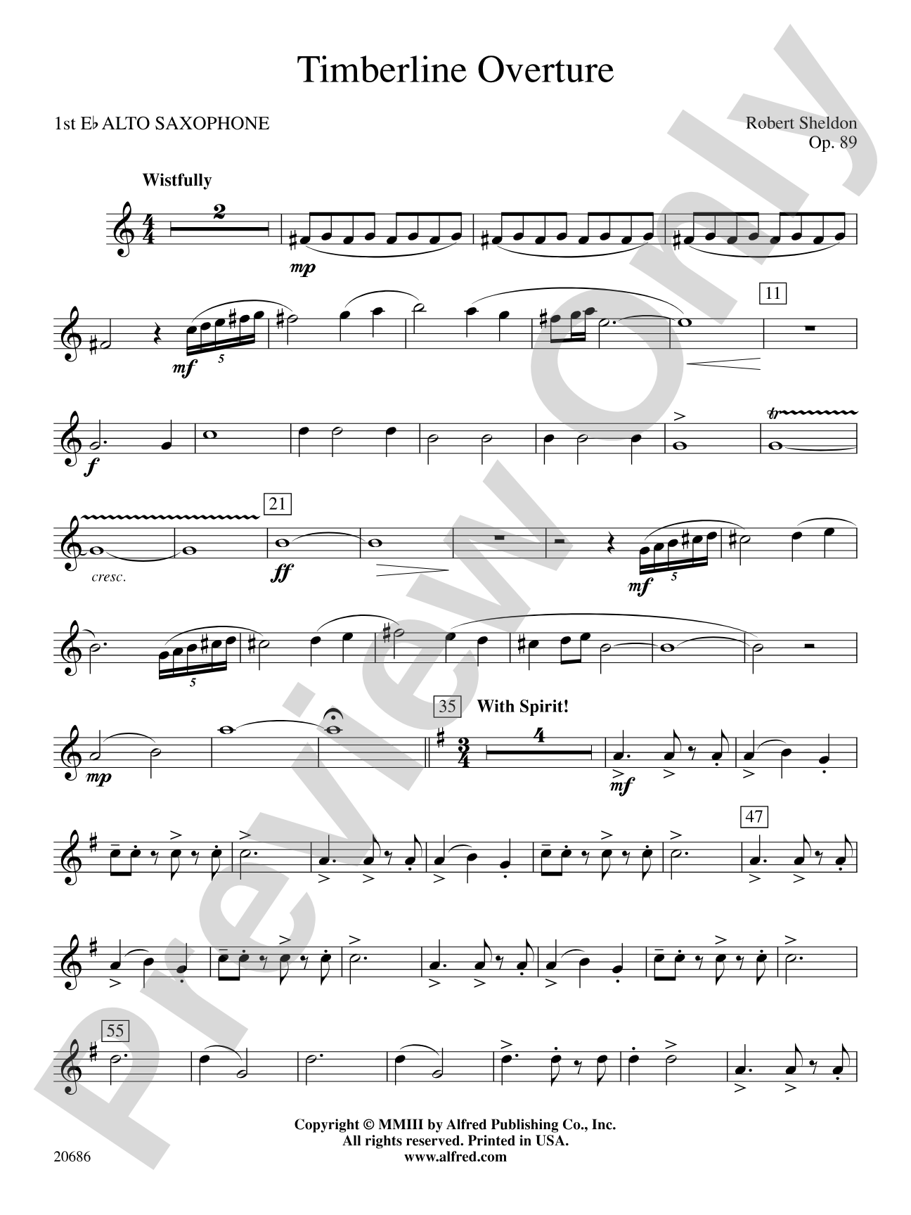 Timberline Overture: E-flat Alto Saxophone