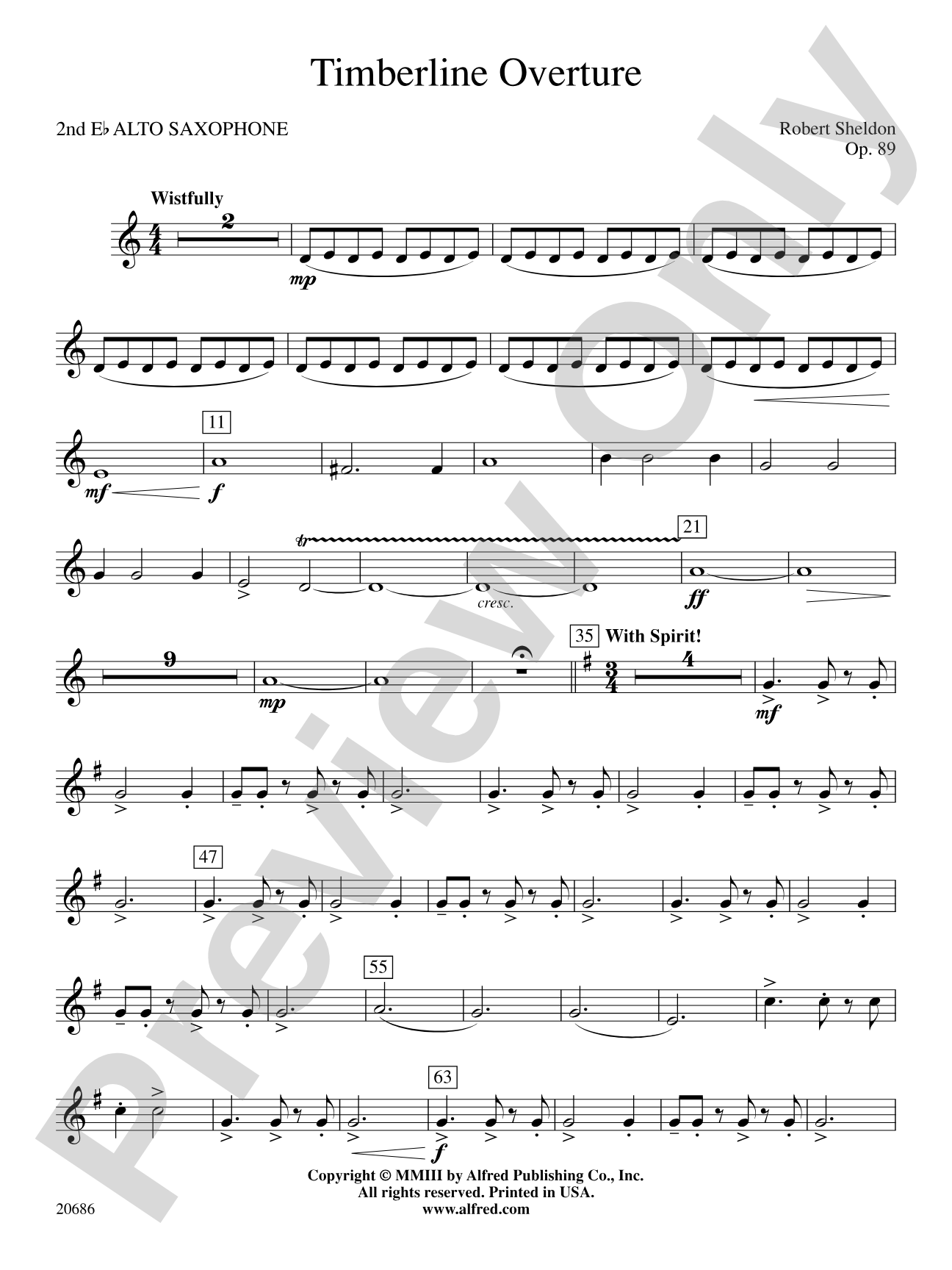 Timberline Overture: 2nd E-flat Alto Saxophone