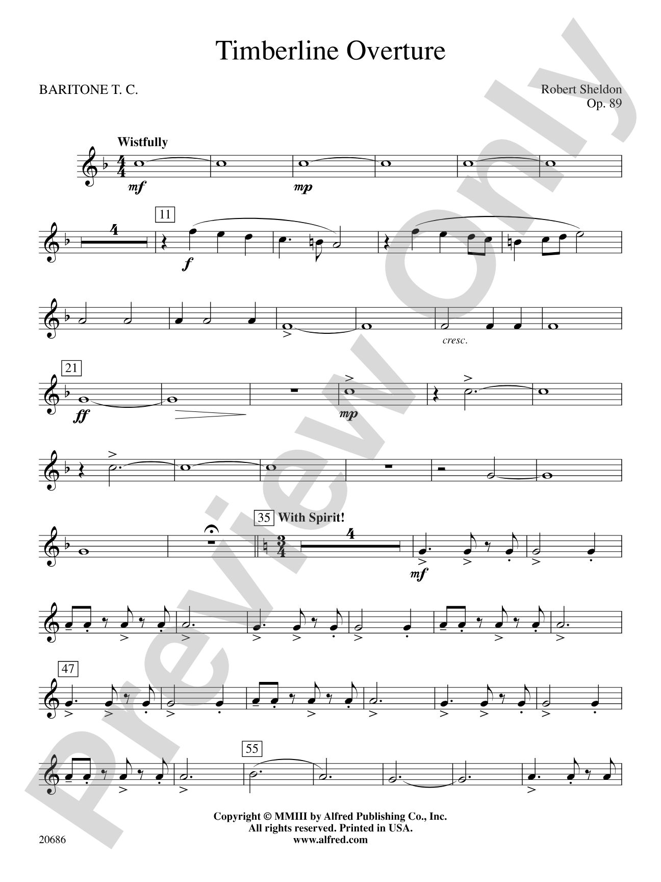 Timberline Overture: Baritone T.C.