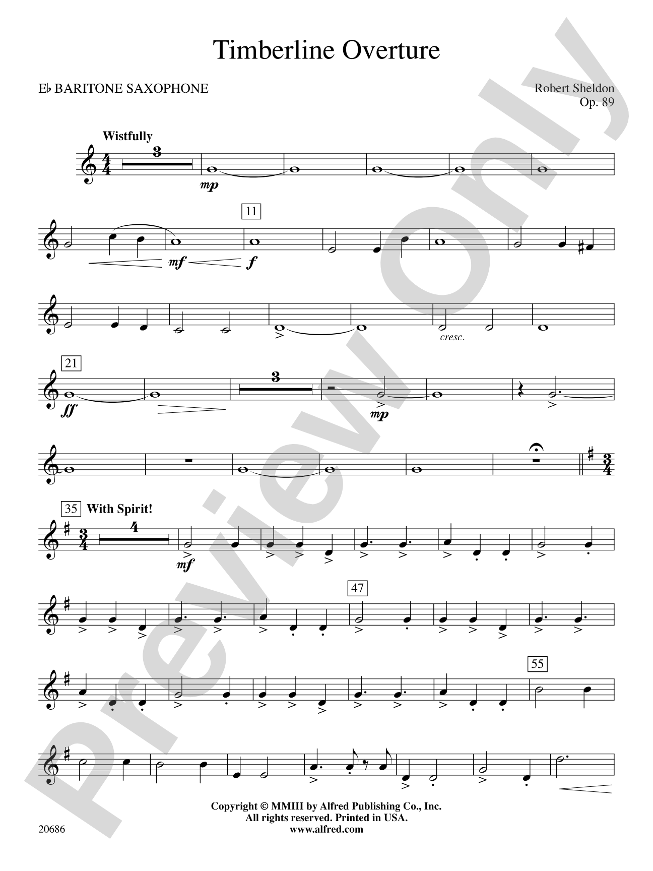 Timberline Overture: E-flat Baritone Saxophone