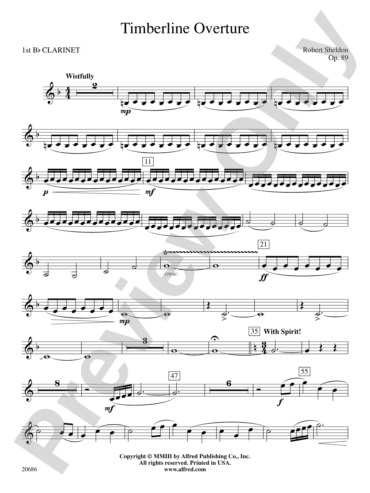 Timberline Overture: 1st B-flat Clarinet