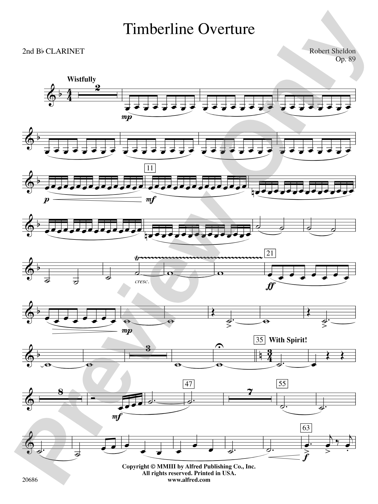 Timberline Overture: 2nd B-flat Clarinet