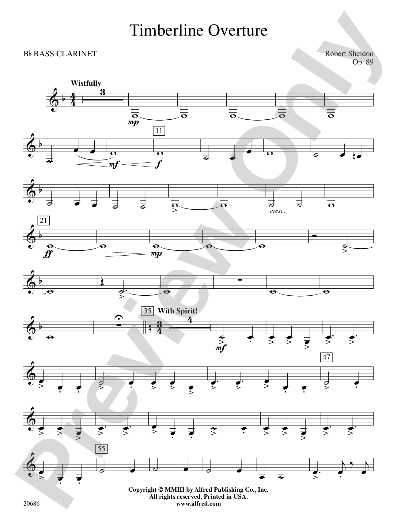 Timberline Overture: B-flat Bass Clarinet