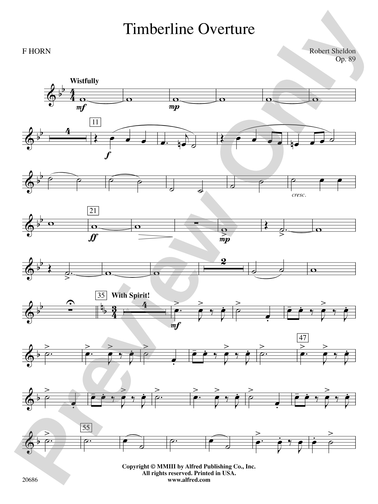 Timberline Overture: 1st F Horn