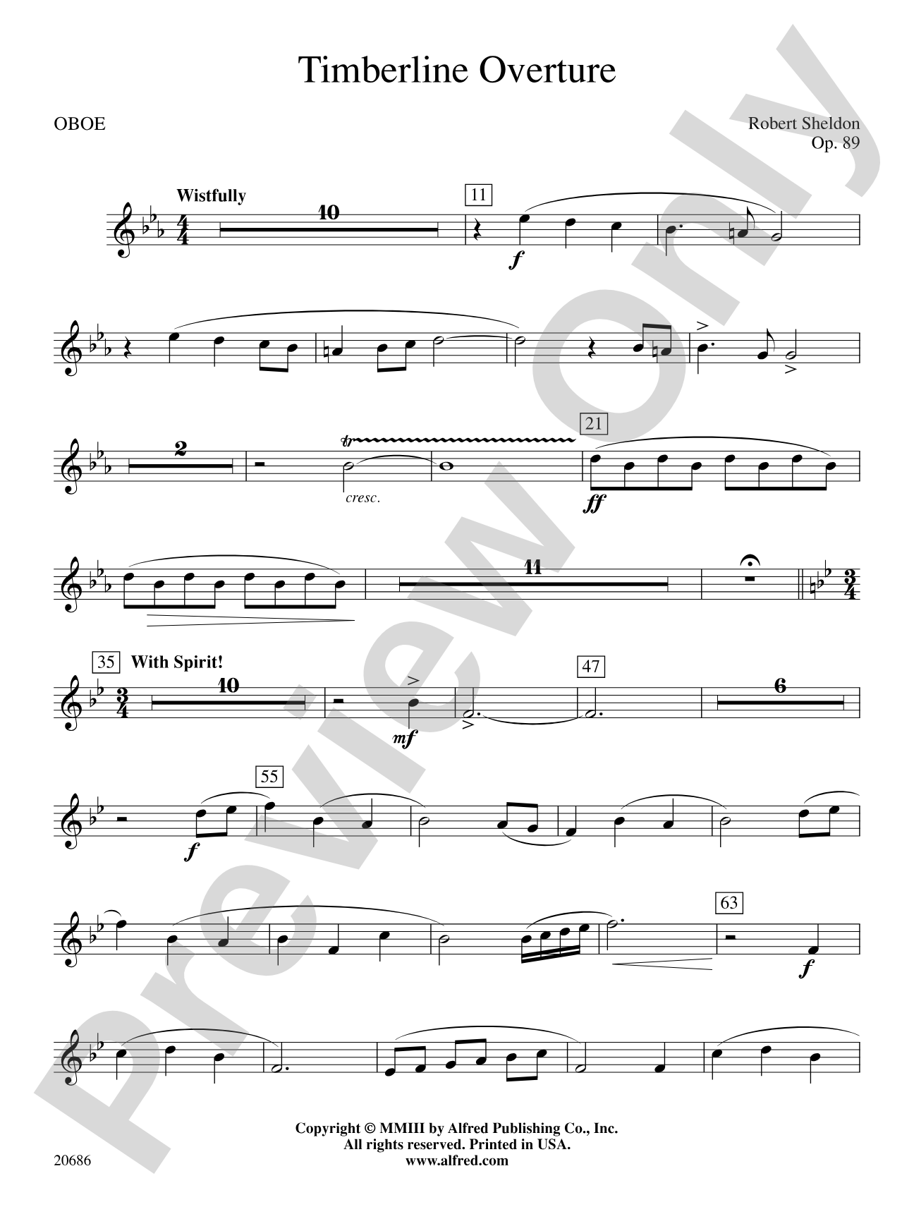 Timberline Overture: Oboe