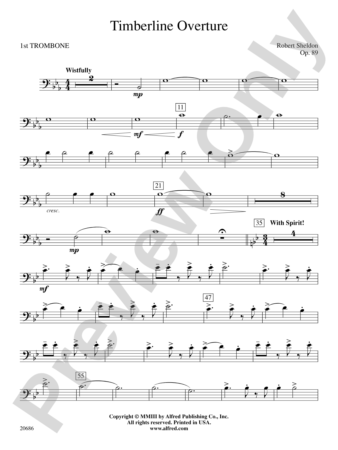 Timberline Overture: 1st Trombone