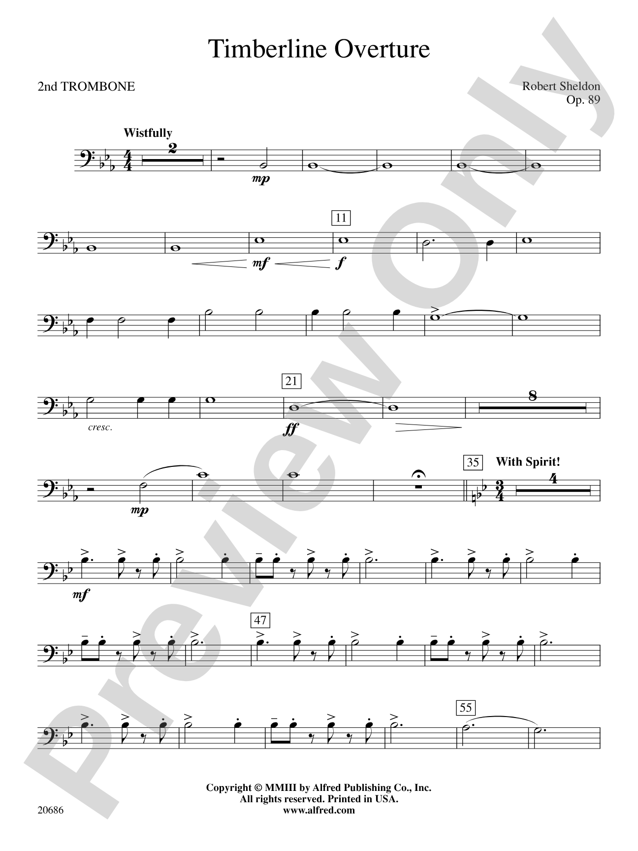Timberline Overture: 2nd Trombone