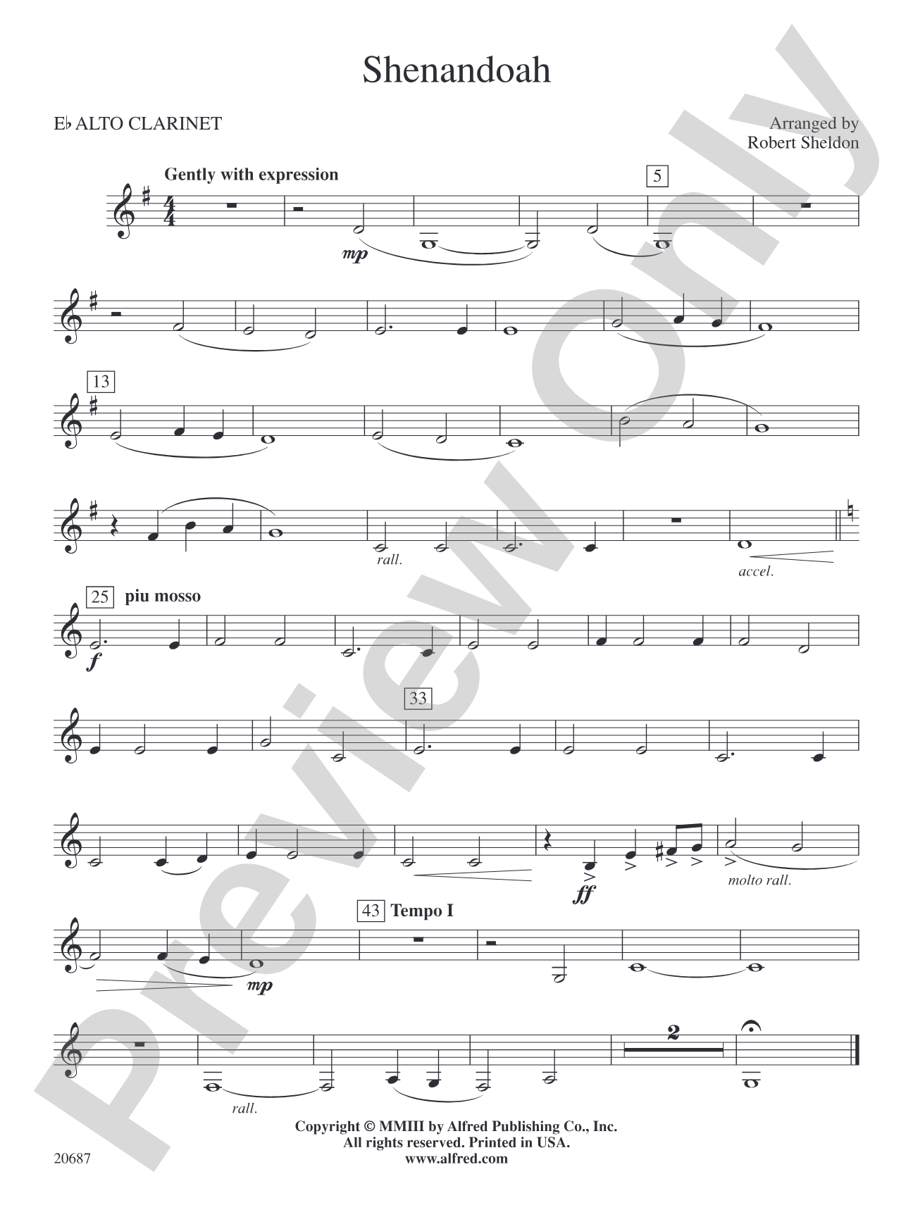 Shenandoah: E-flat Alto Clarinet
