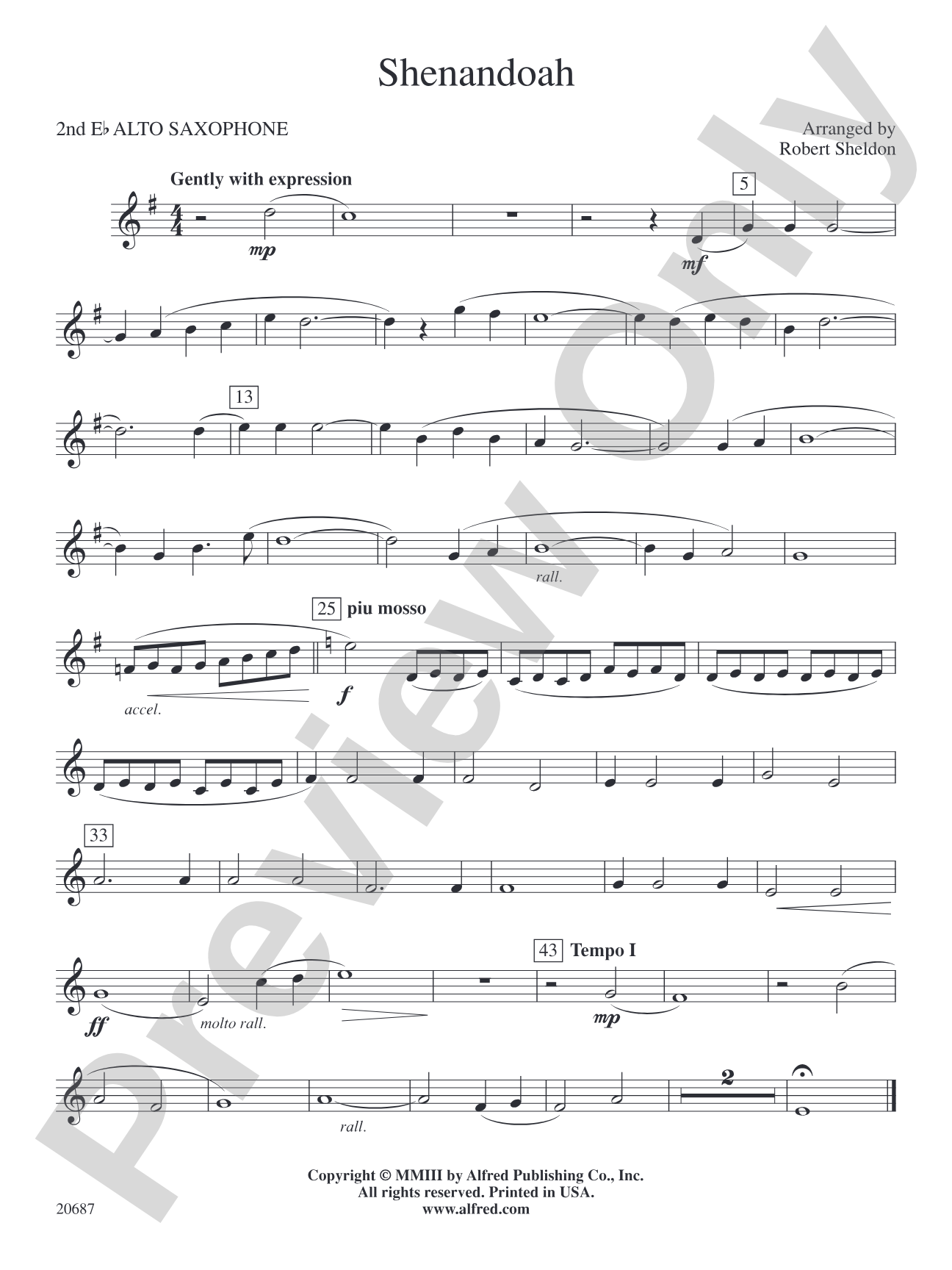 Shenandoah: 2nd E-flat Alto Saxophone
