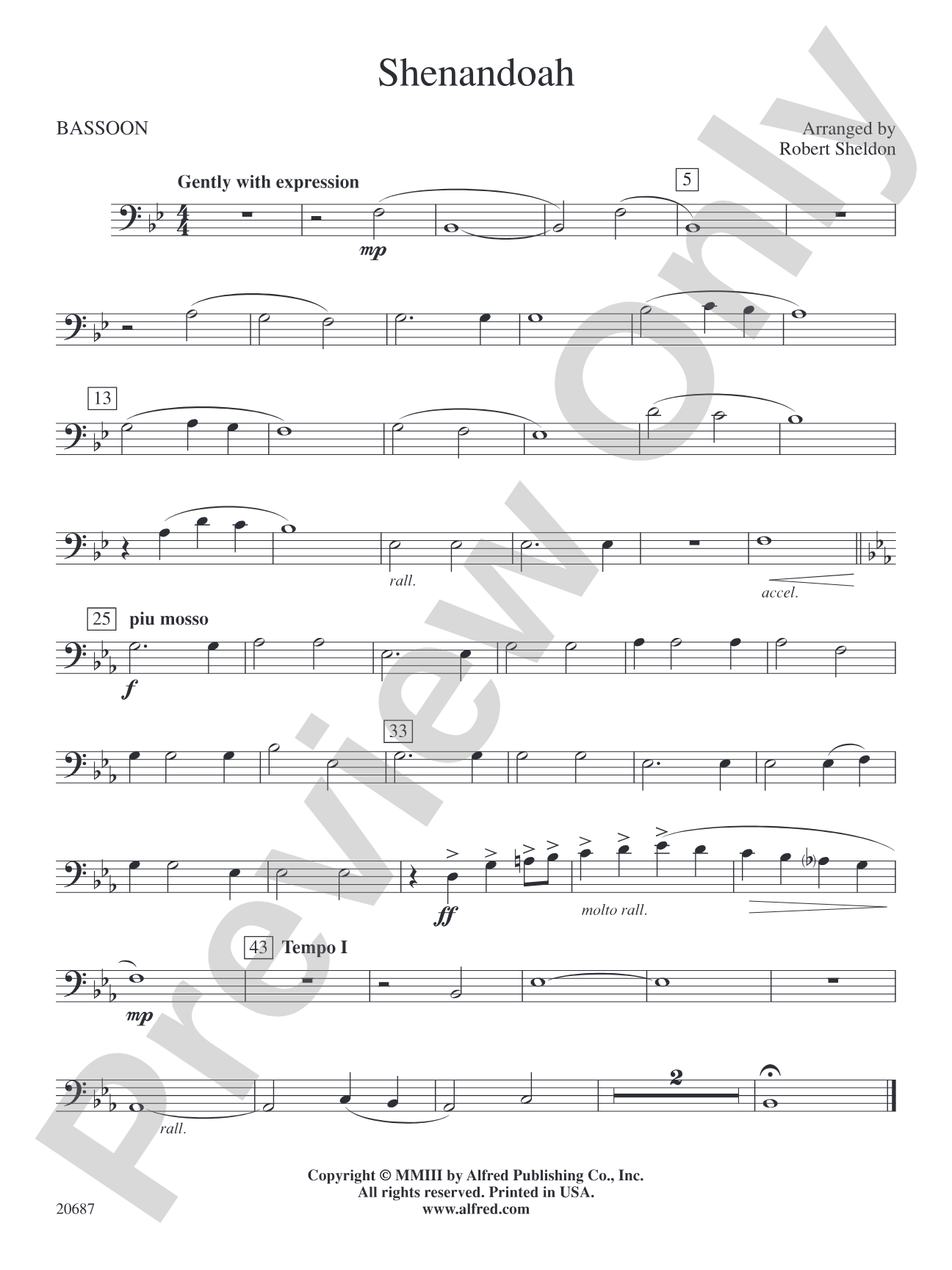 Shenandoah: Bassoon