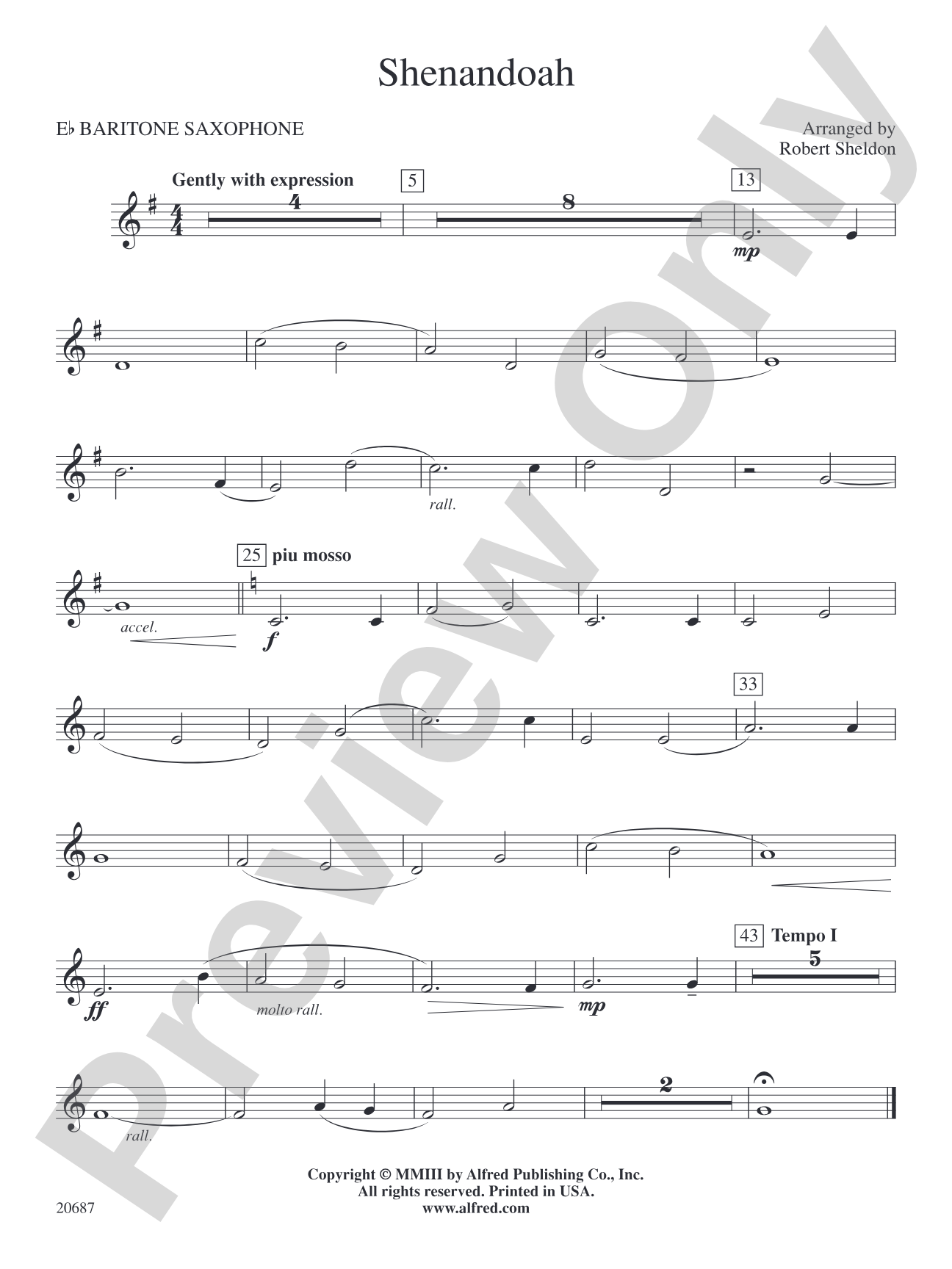 Shenandoah: E-flat Baritone Saxophone