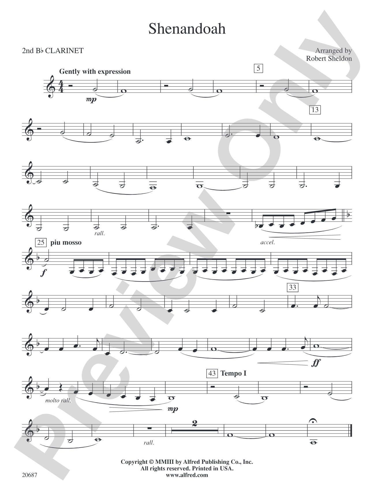 Shenandoah: 2nd B-flat Clarinet