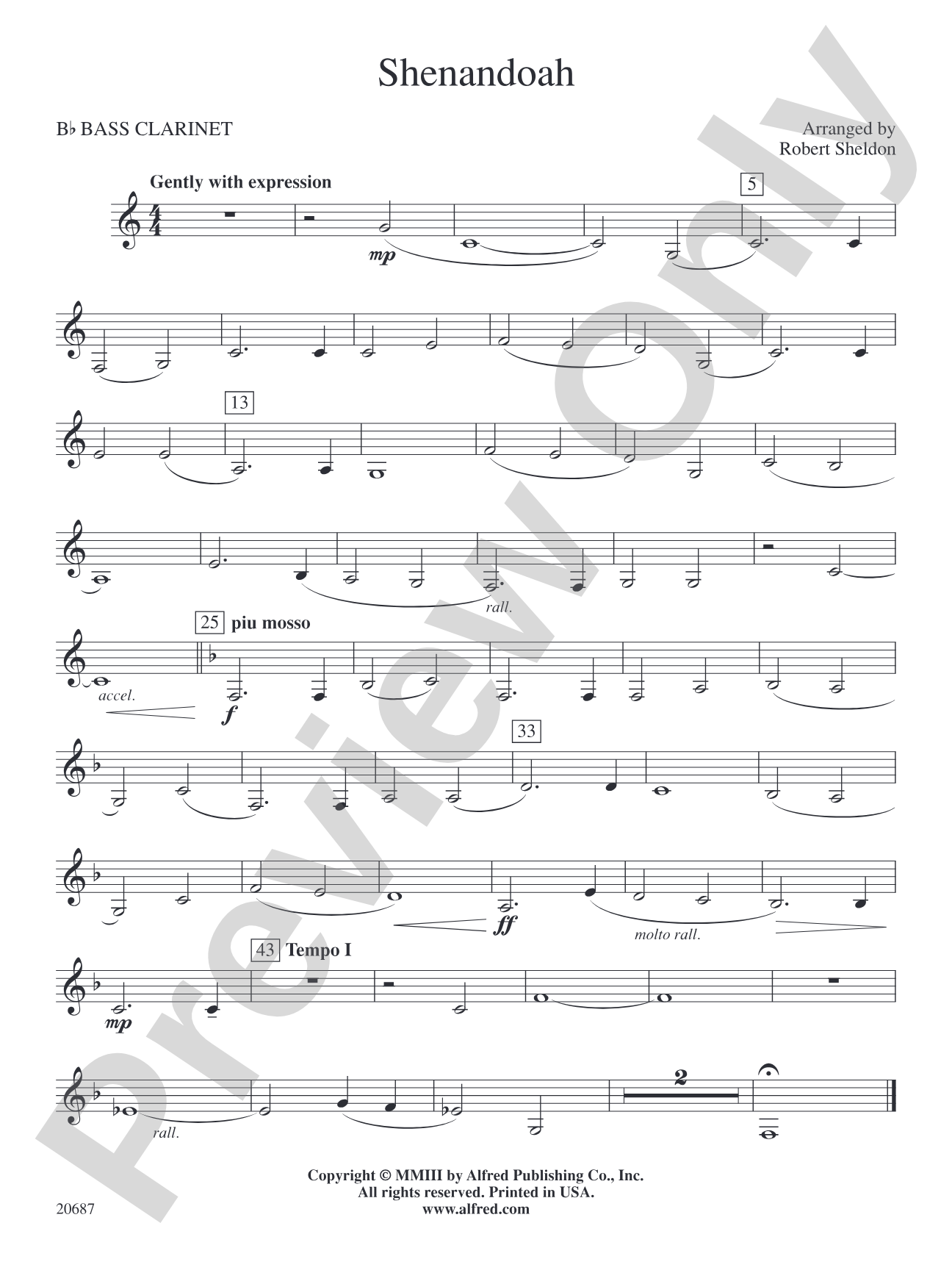 Shenandoah: B-flat Bass Clarinet