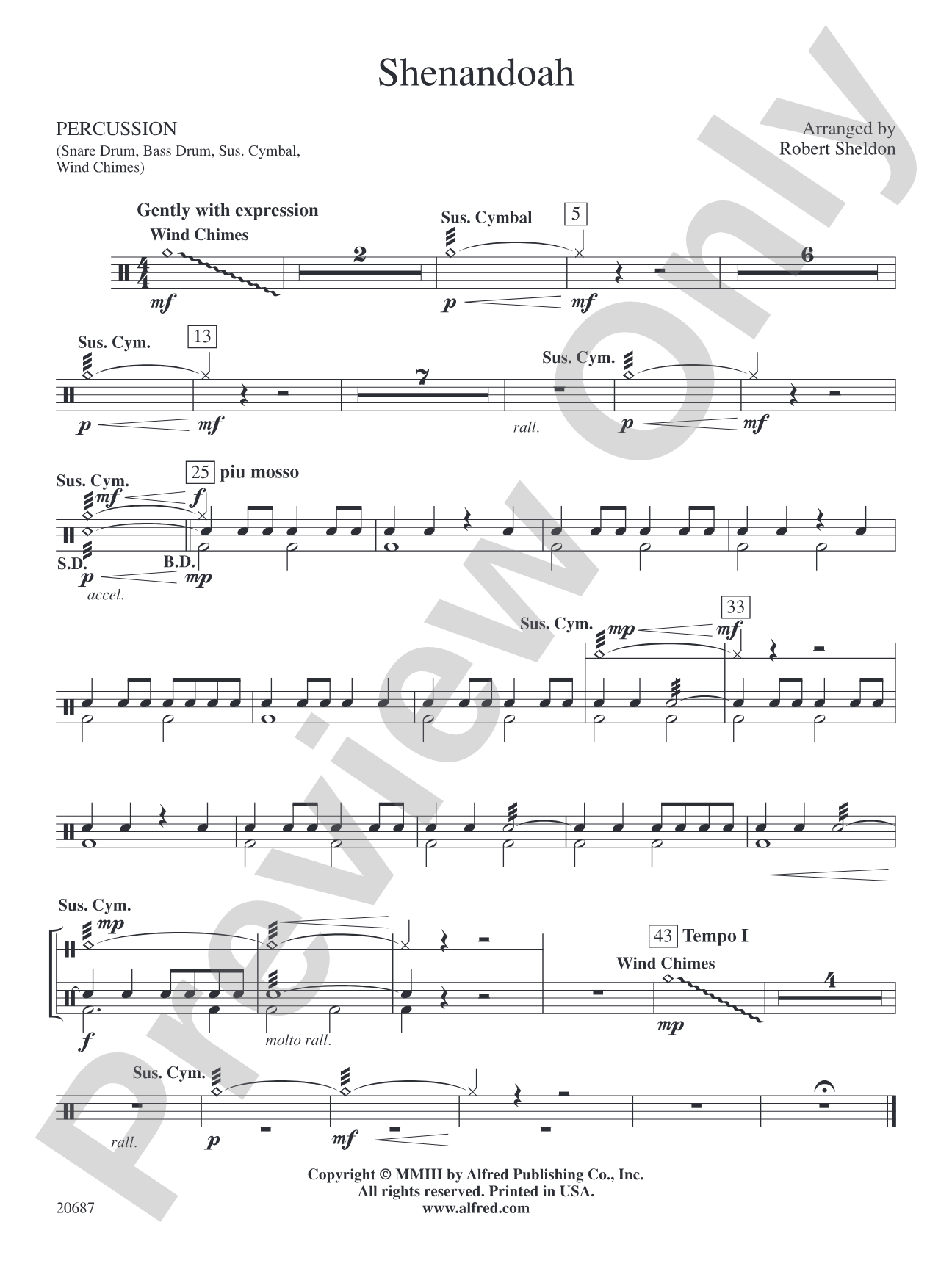 Shenandoah: 1st Percussion