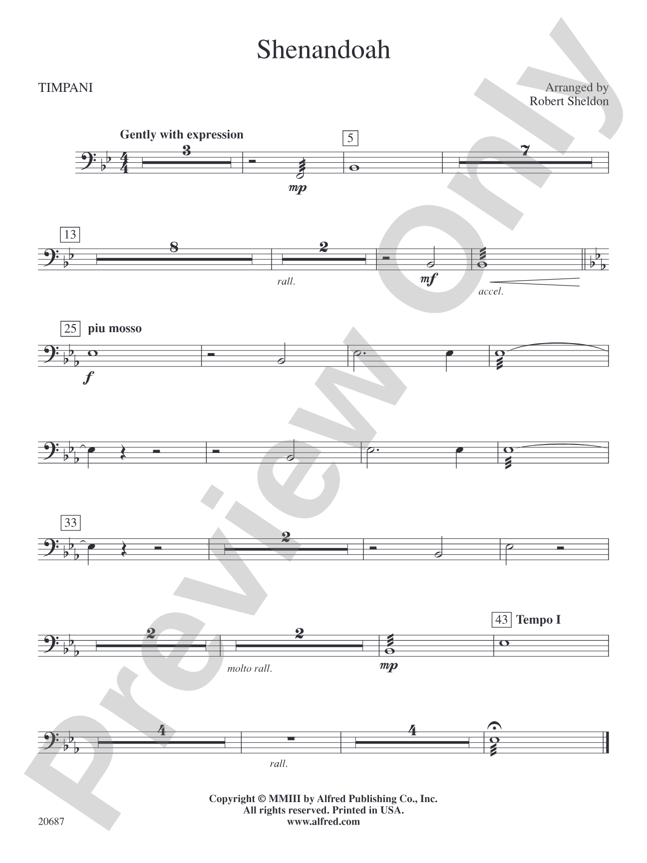 Shenandoah: Timpani