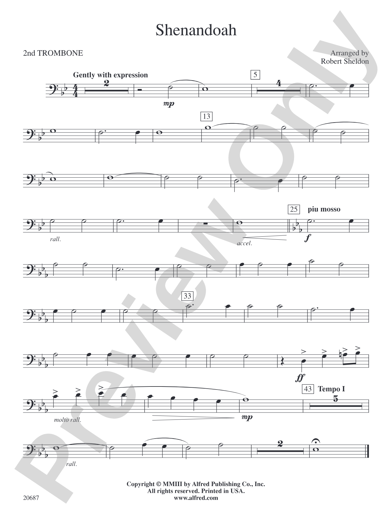 Shenandoah: 2nd Trombone