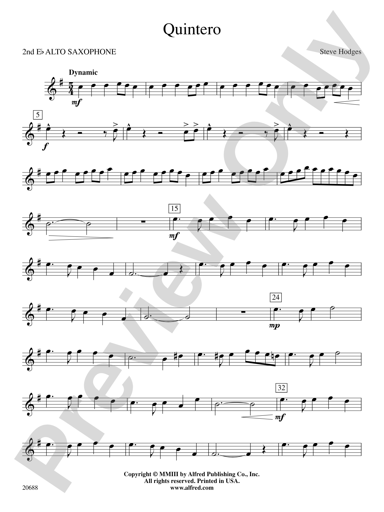 Quintero: 2nd E-flat Alto Saxophone