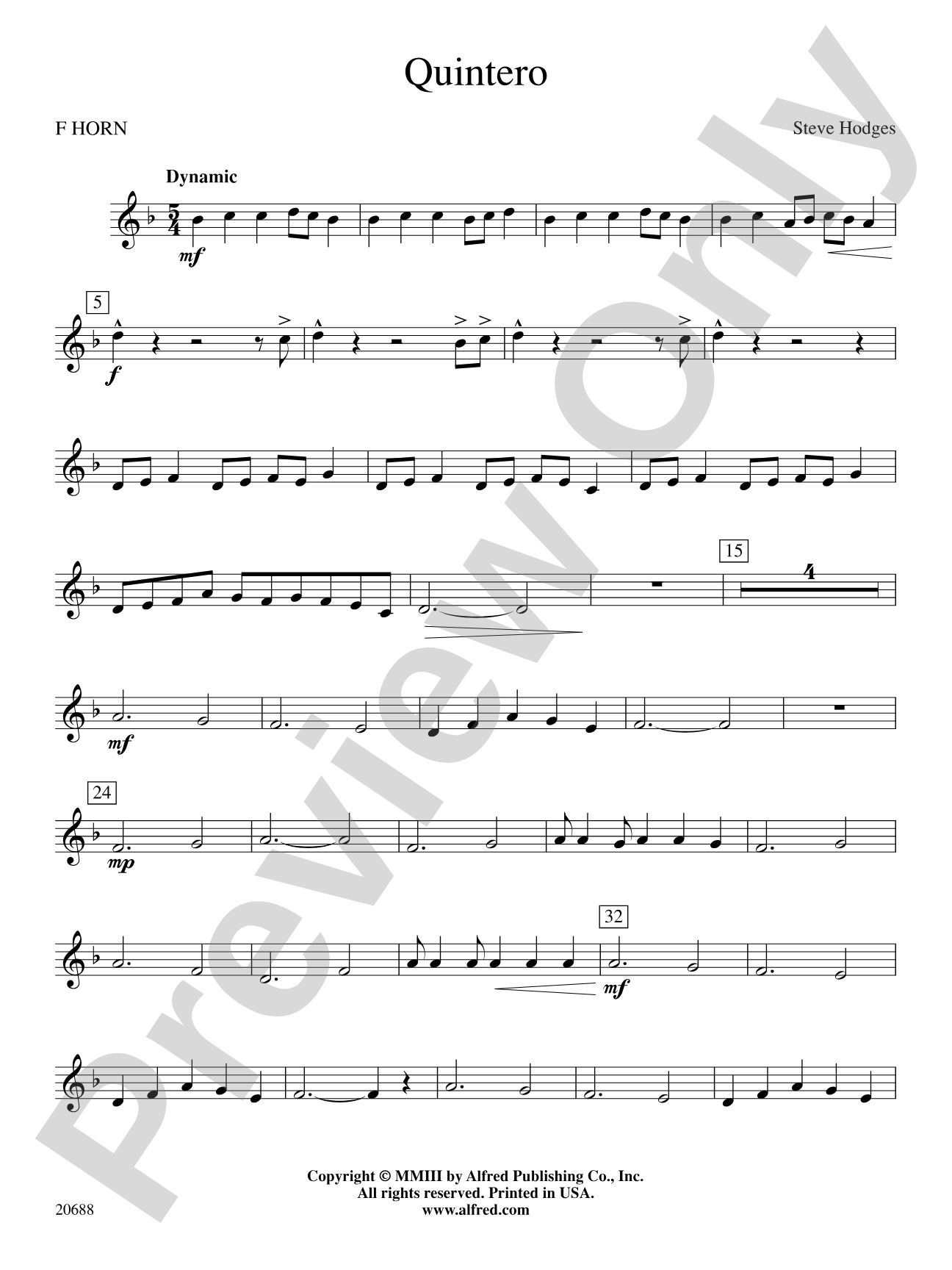 Quintero: 1st F Horn