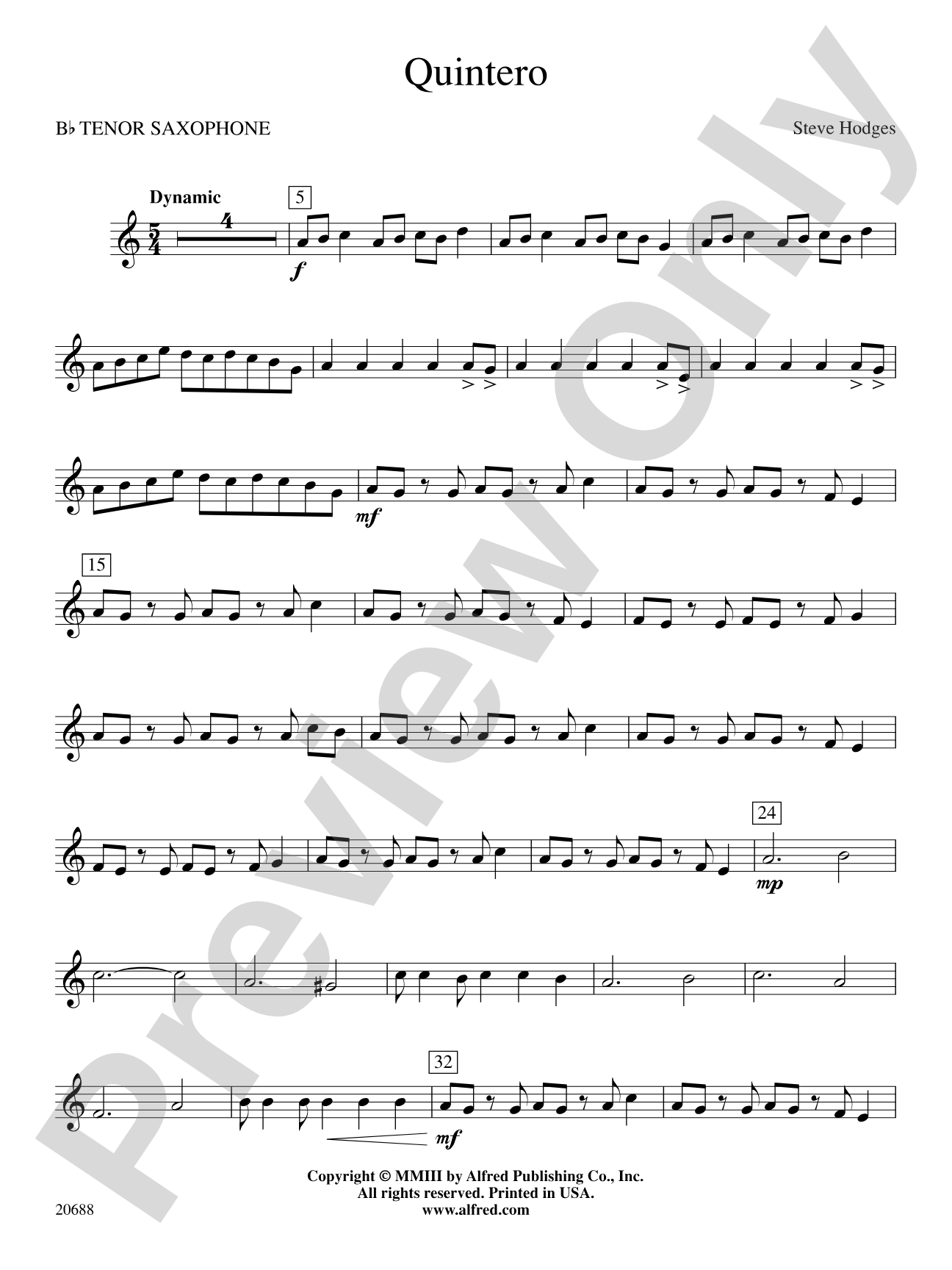 Quintero: B-flat Tenor Saxophone