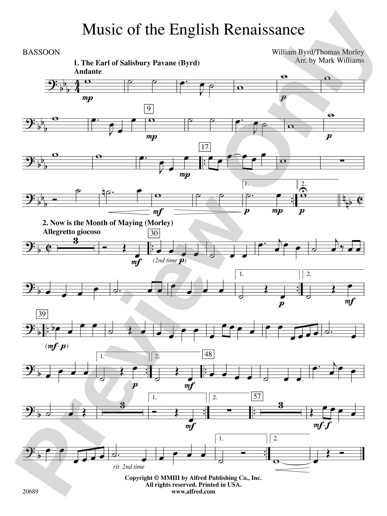 Music of the English Renaissance: Bassoon