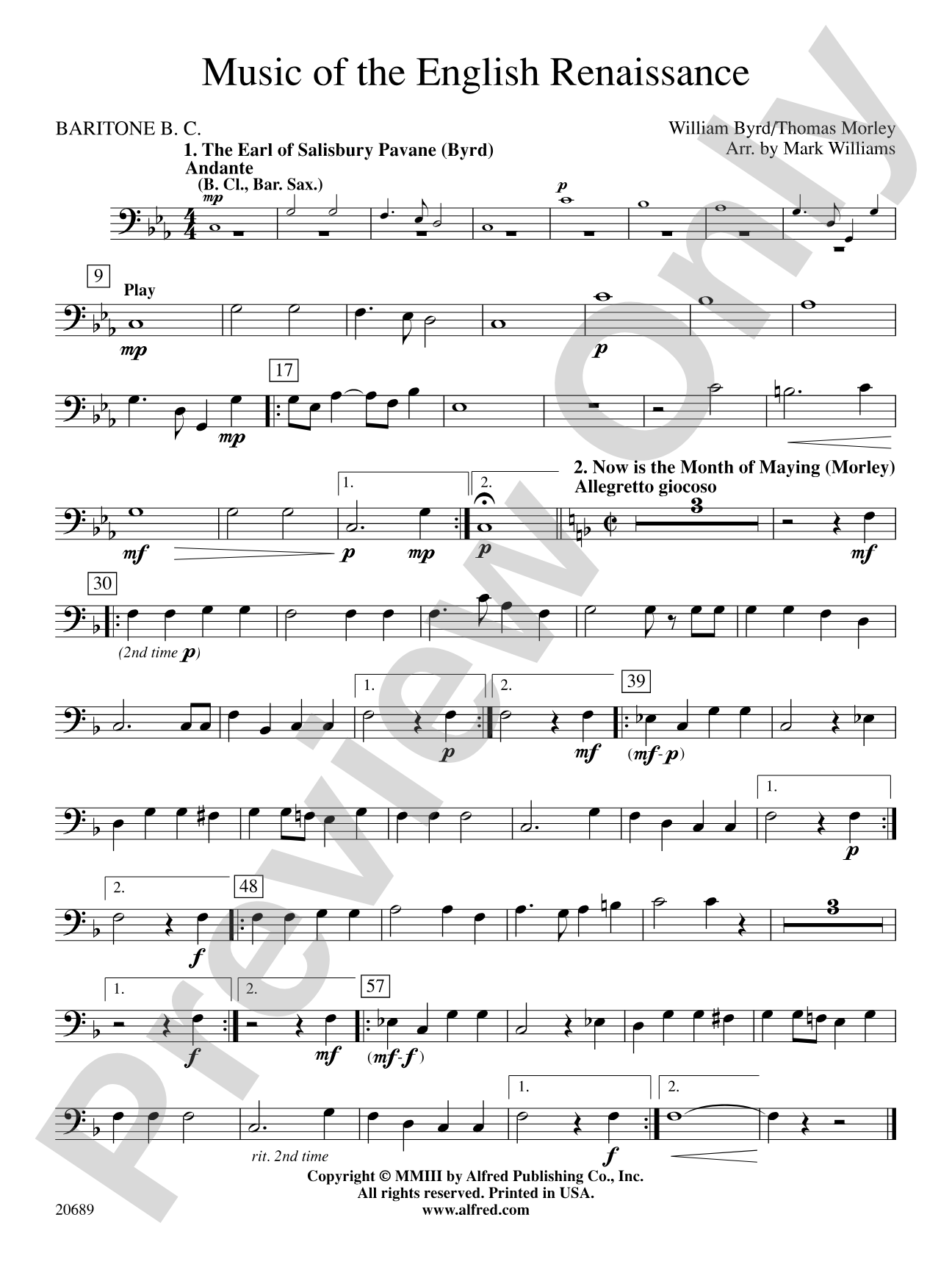 Music of the English Renaissance: Baritone B.C.