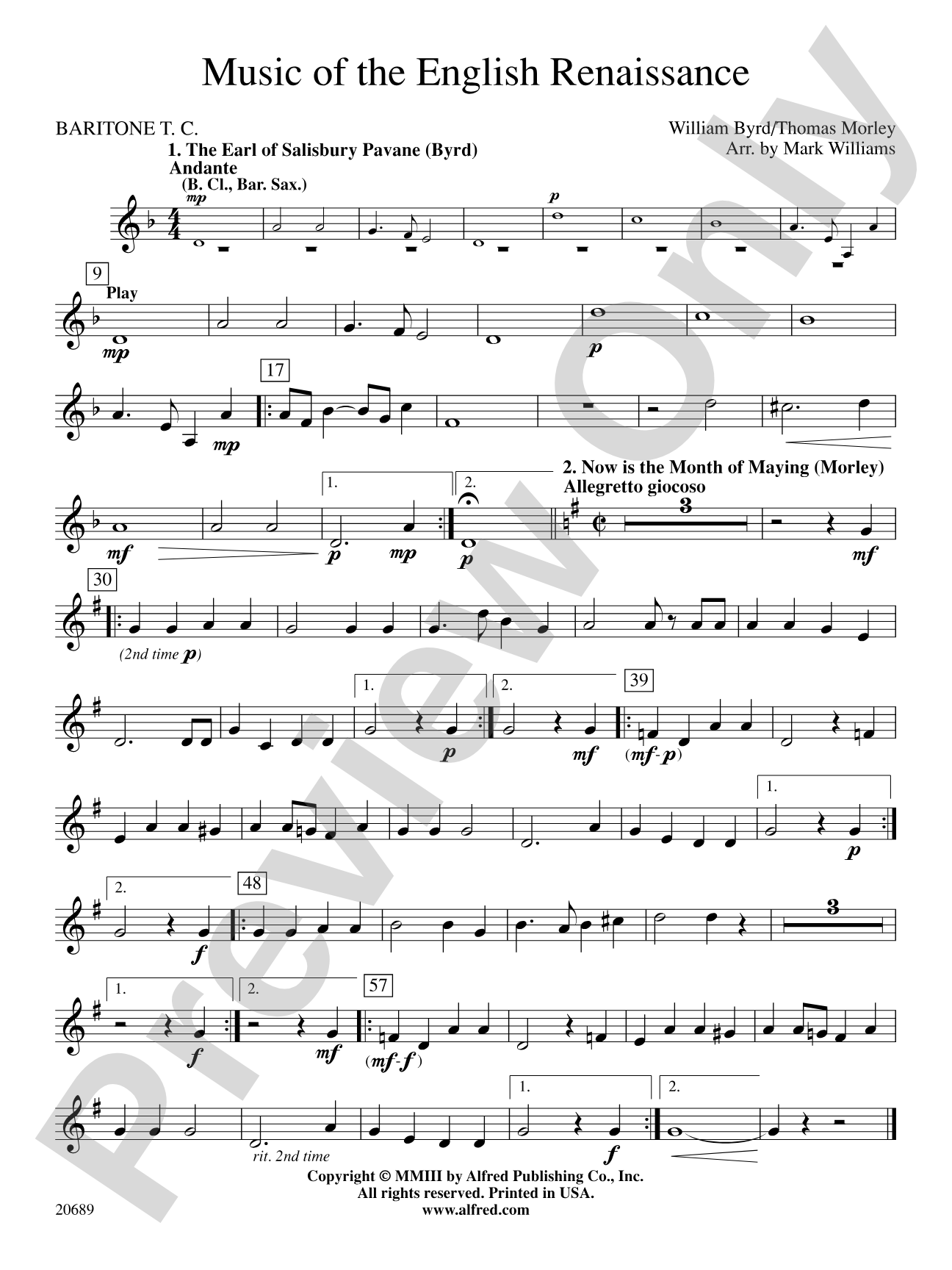 Music of the English Renaissance: Baritone T.C.