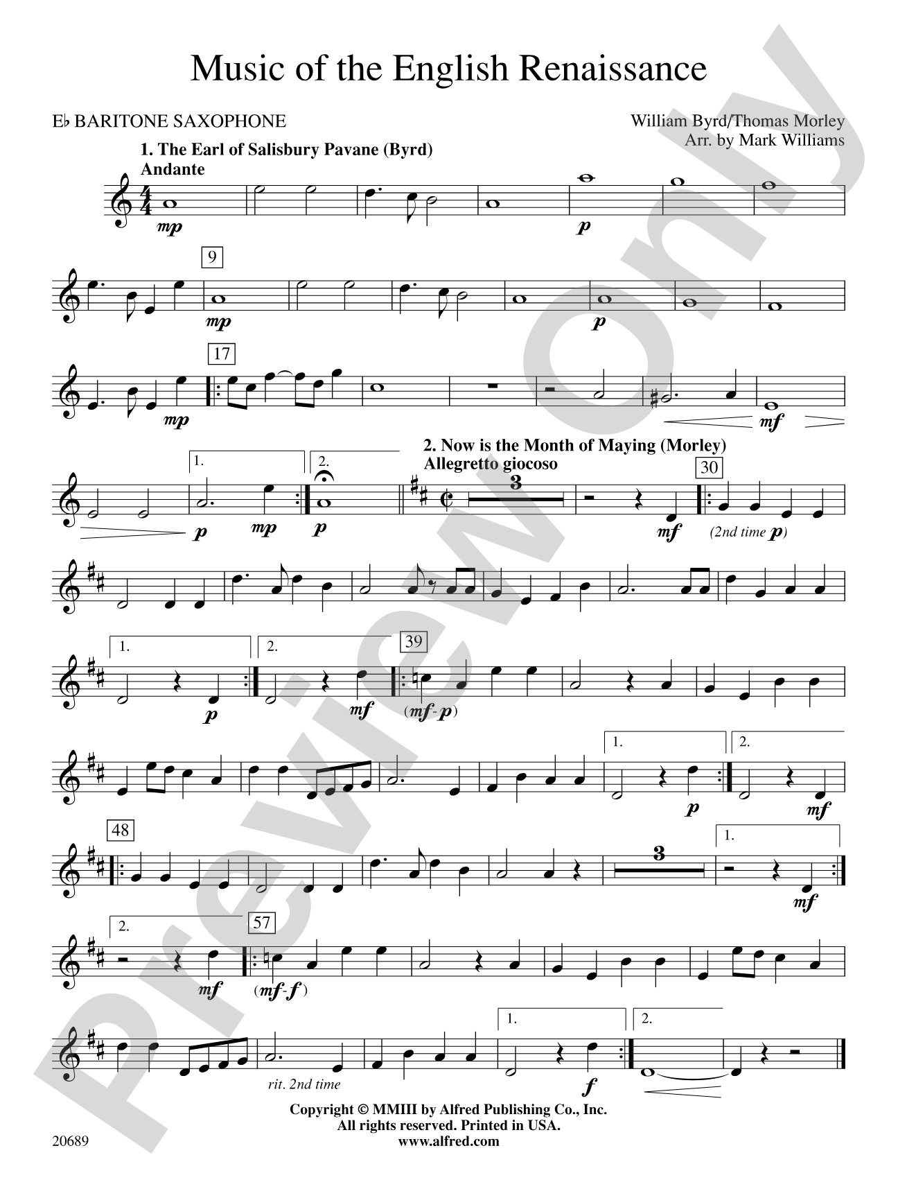 Music of the English Renaissance: E-flat Baritone Saxophone