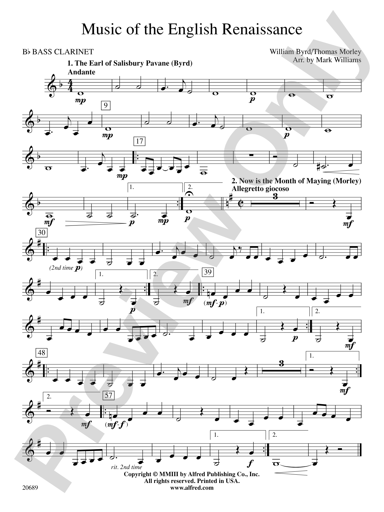 Music of the English Renaissance: B-flat Bass Clarinet