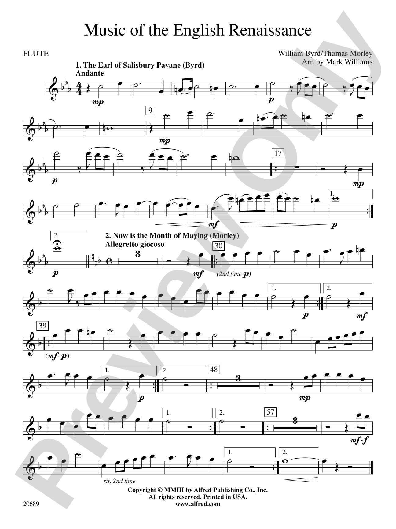 Music of the English Renaissance: Flute