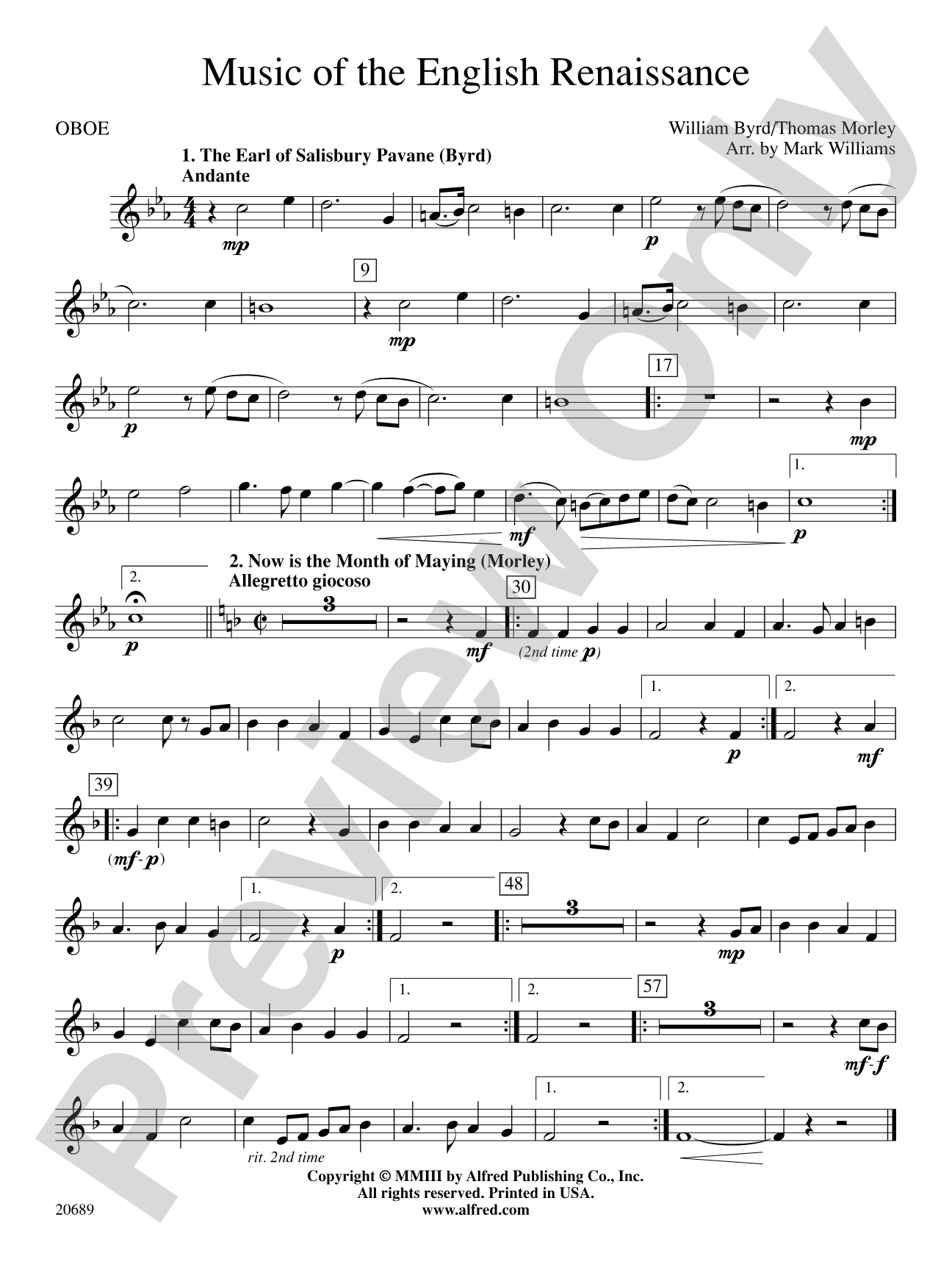 Music of the English Renaissance: Oboe