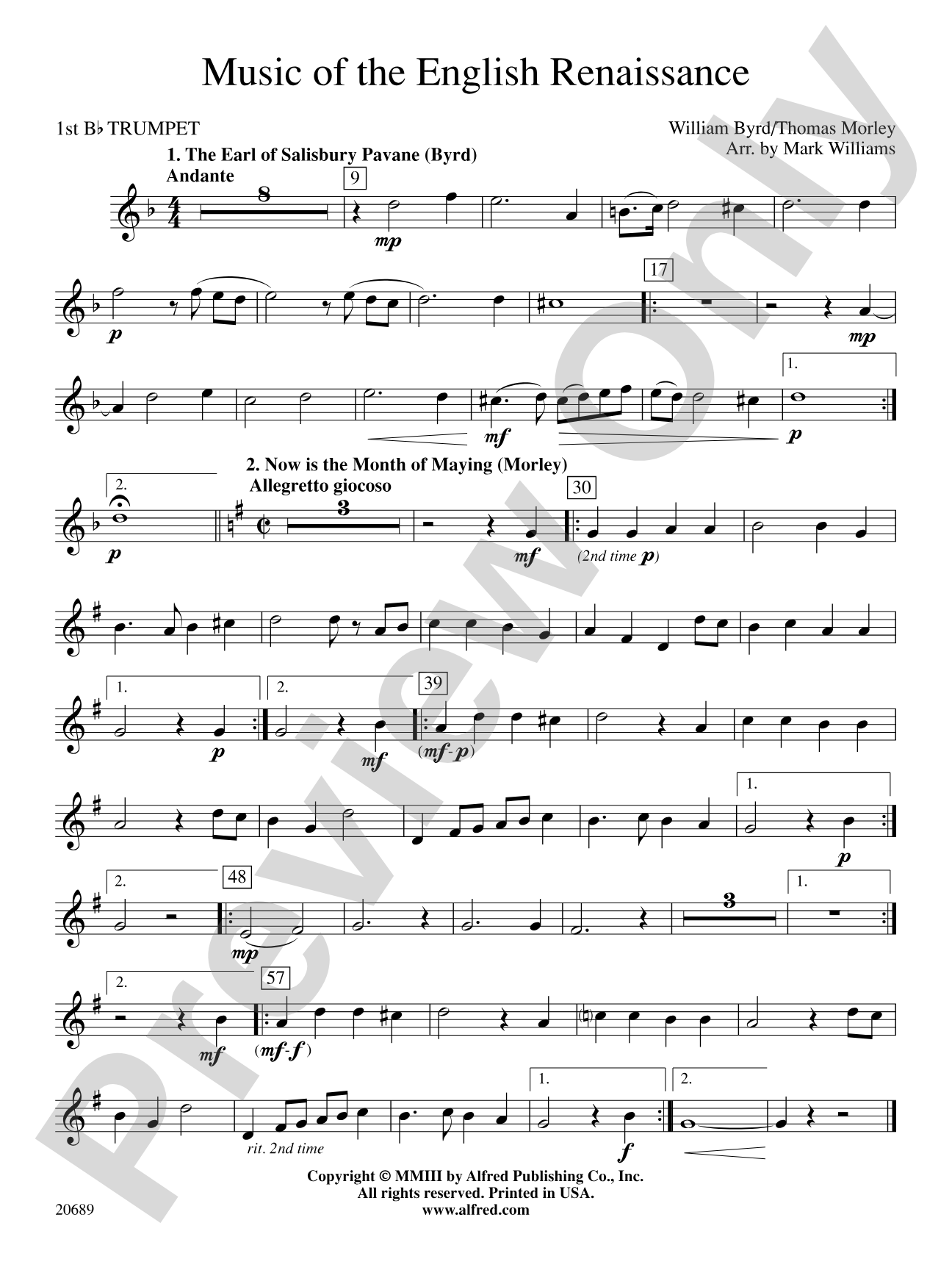 Music of the English Renaissance: 1st B-flat Trumpet