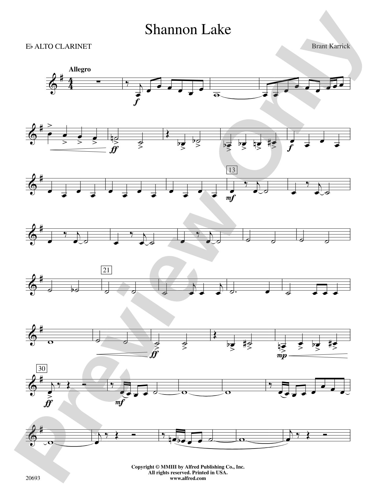 Shannon Lake: E-flat Alto Clarinet