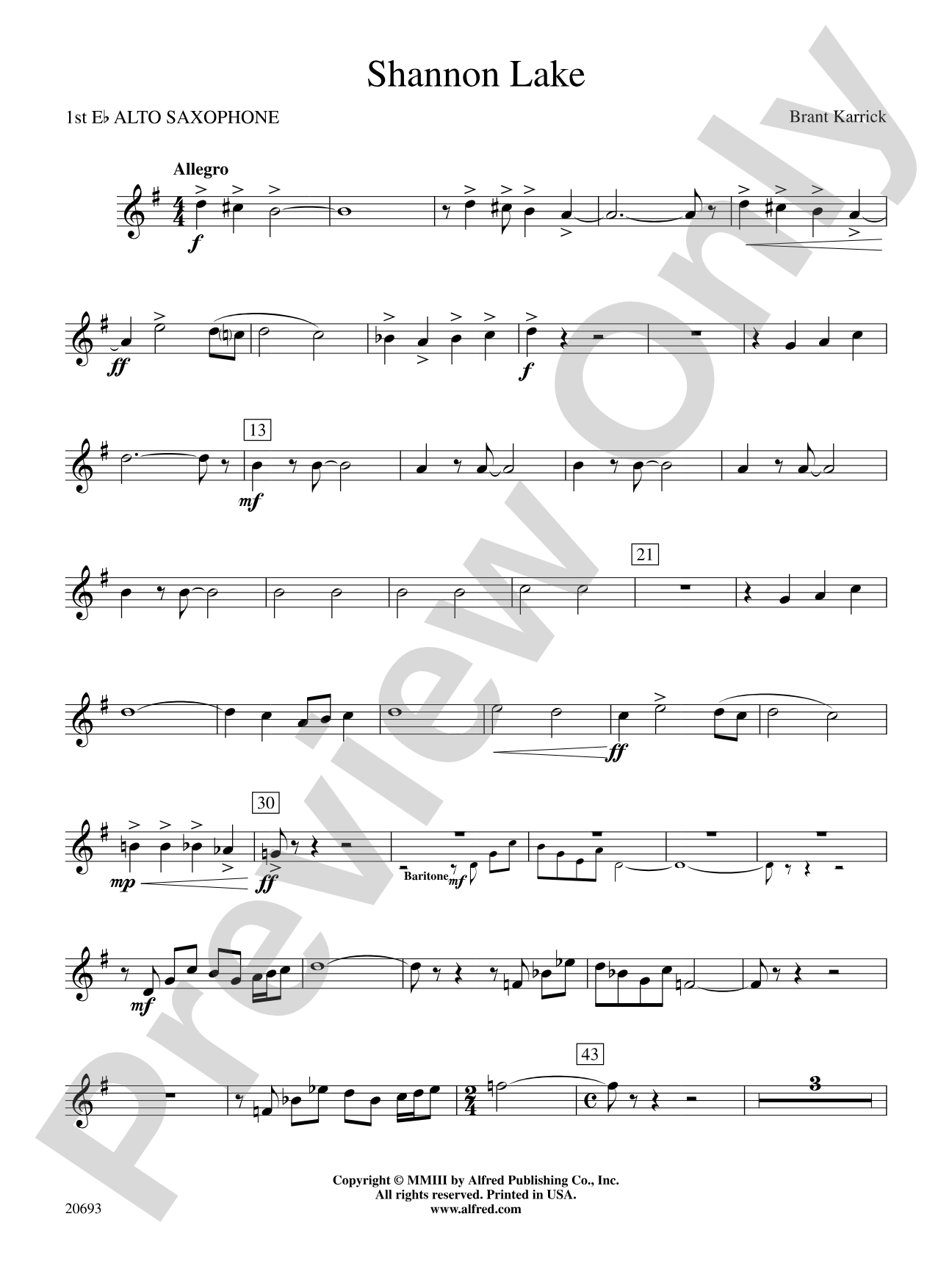 Shannon Lake: E-flat Alto Saxophone