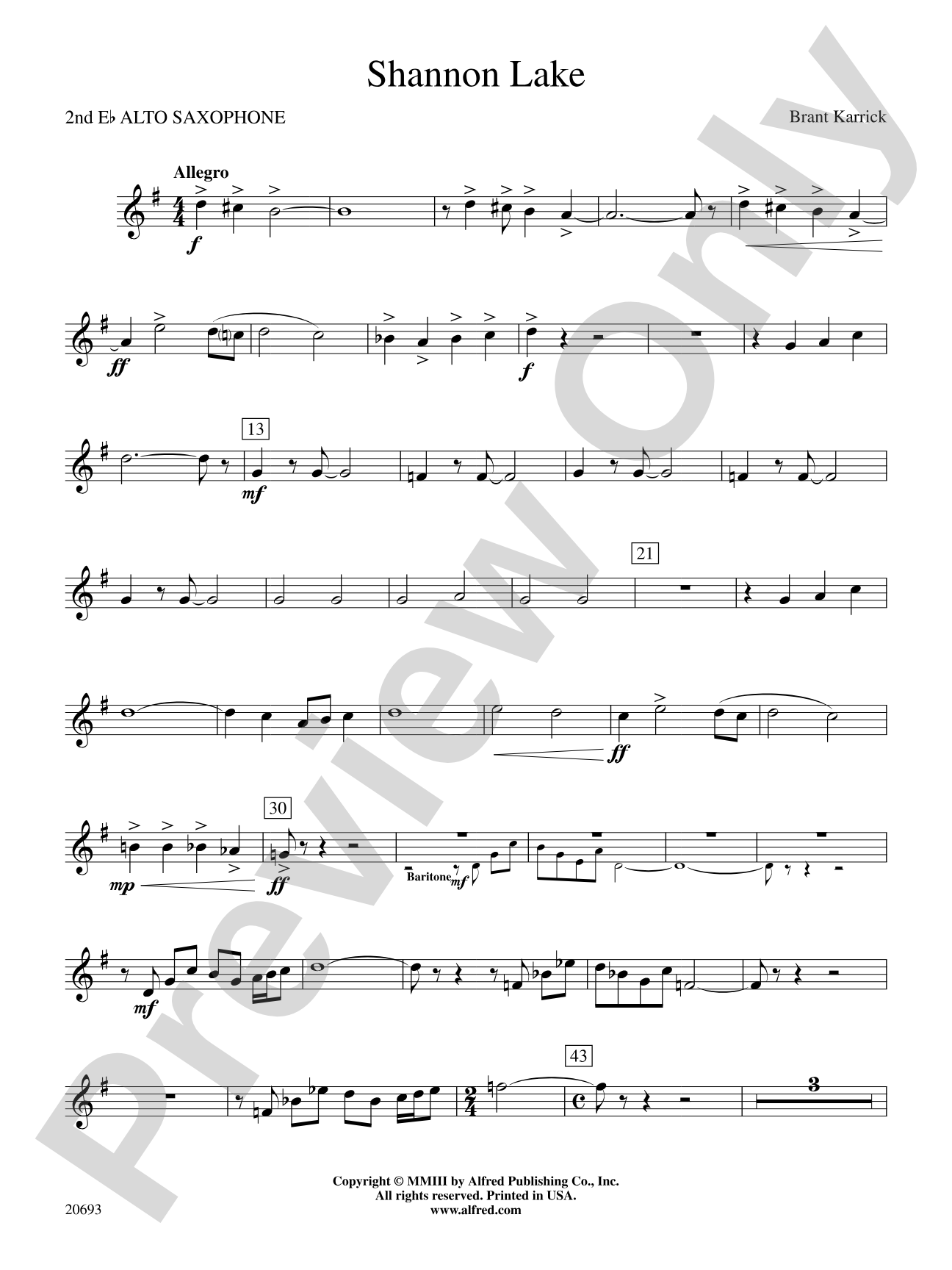 Shannon Lake: 2nd E-flat Alto Saxophone