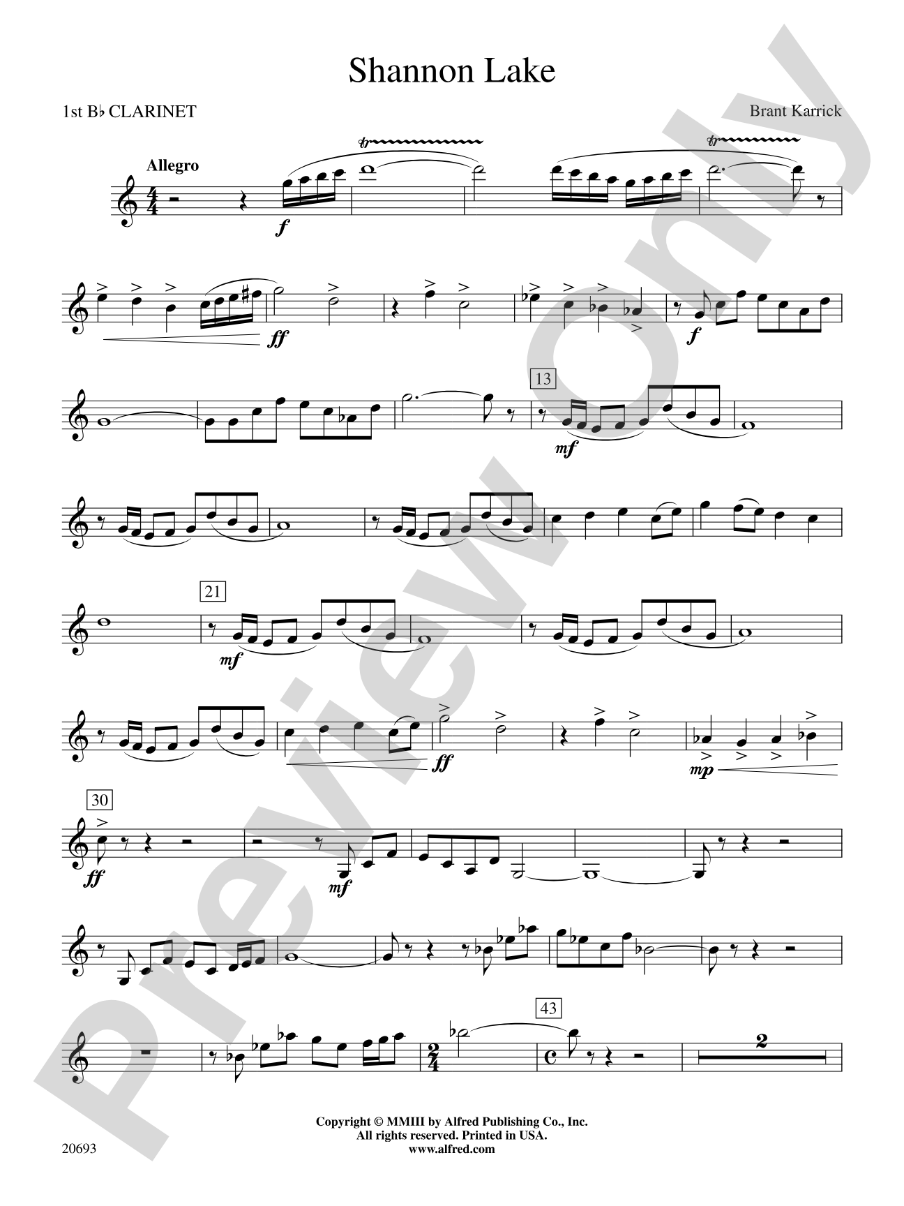 Shannon Lake: 1st B-flat Clarinet
