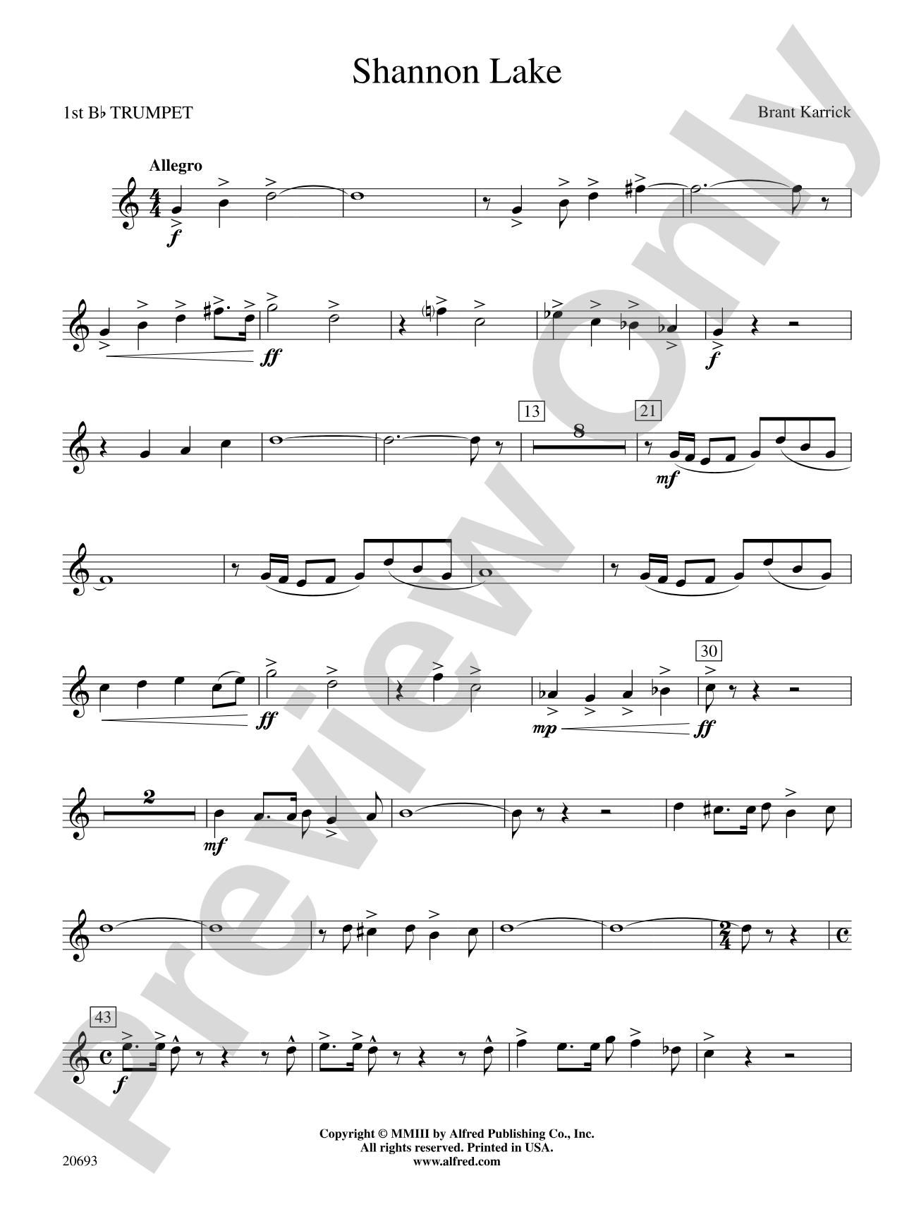 Shannon Lake: 1st B-flat Trumpet